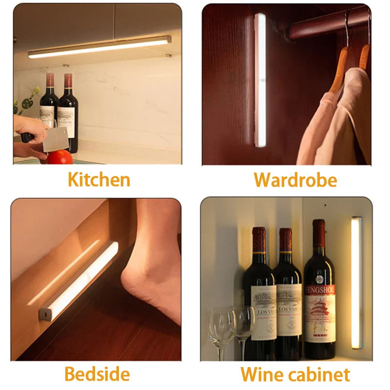 Wireless Motion Sensor LED Night Light – Rechargeable Type-C Cabinet & Stair Lamp