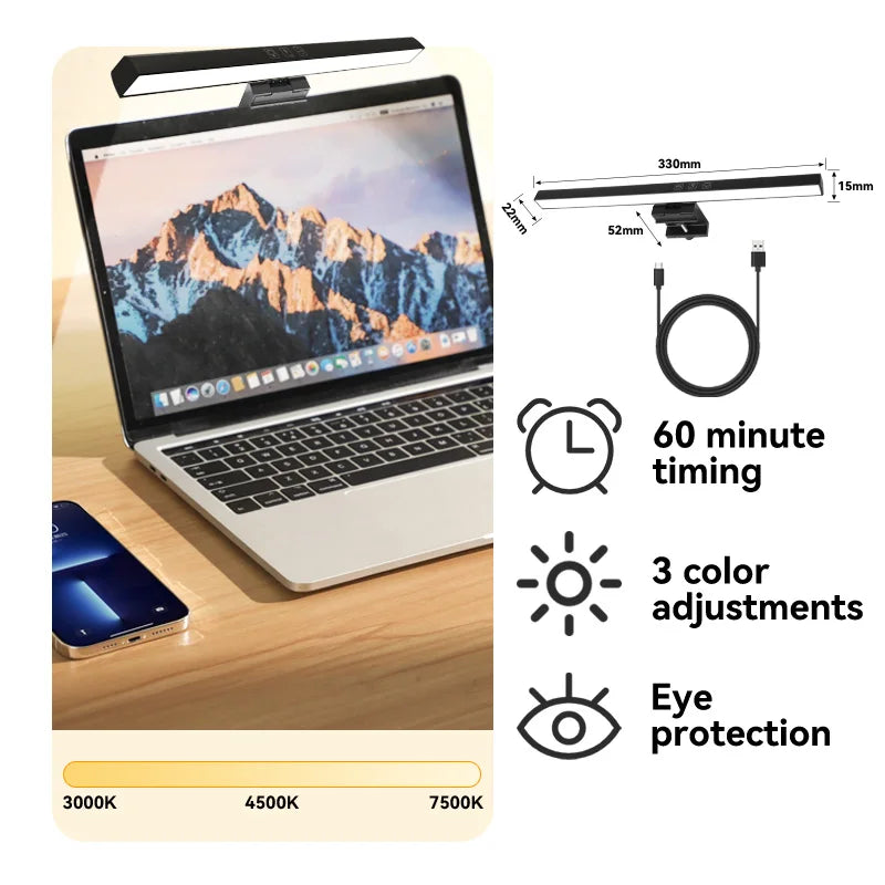 LED Monitor Light Bar USB Stepless Dimming Desk Lamp Screen Backlight Office