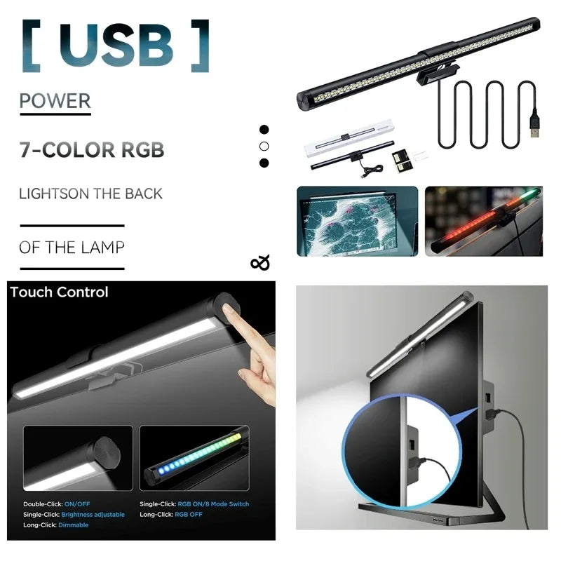 LED Monitor Light Bar USB Stepless Dimming Desk Lamp Screen Backlight Office