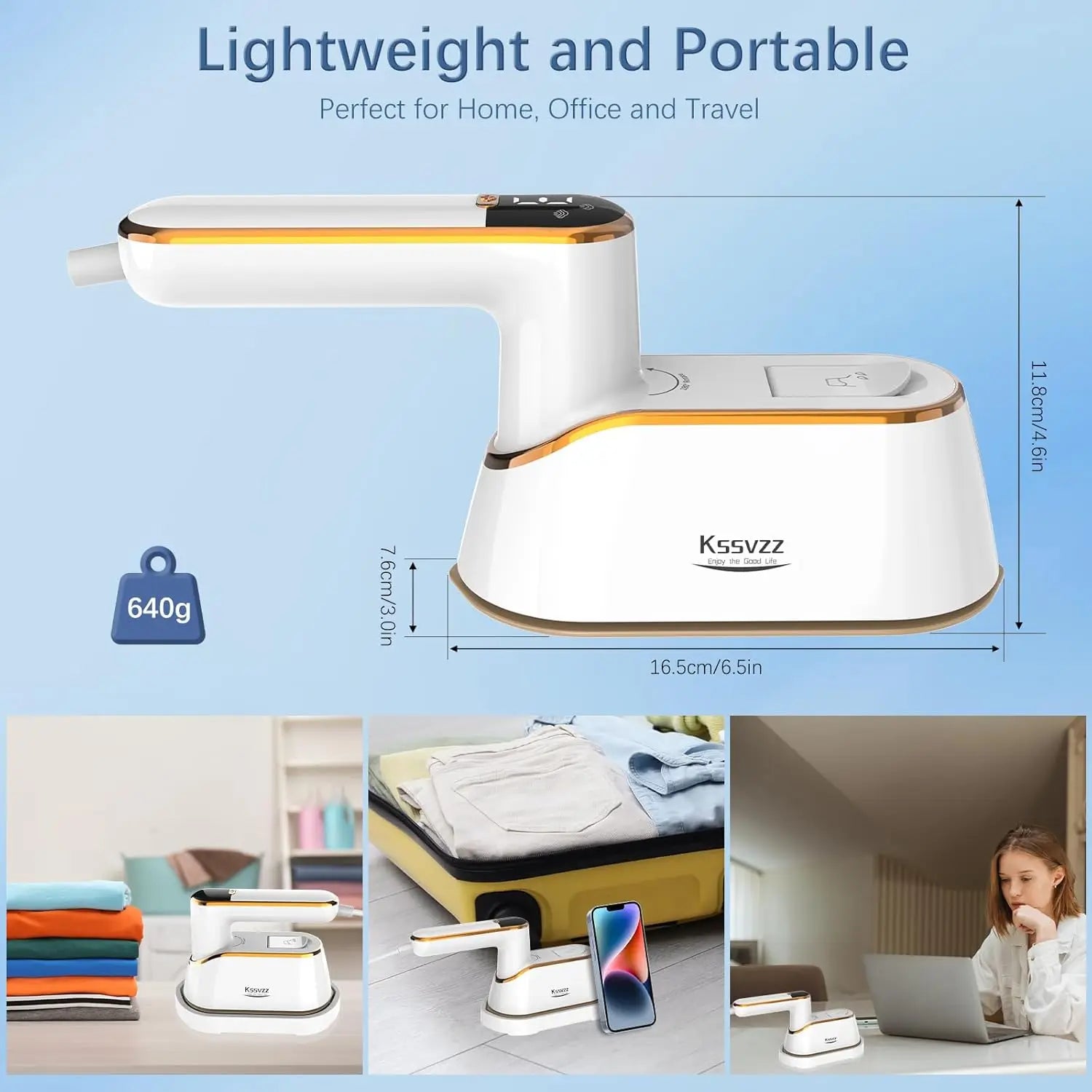 Portable 1200W Handheld Garment Steamer LCD Display 4 Modes Travel Home