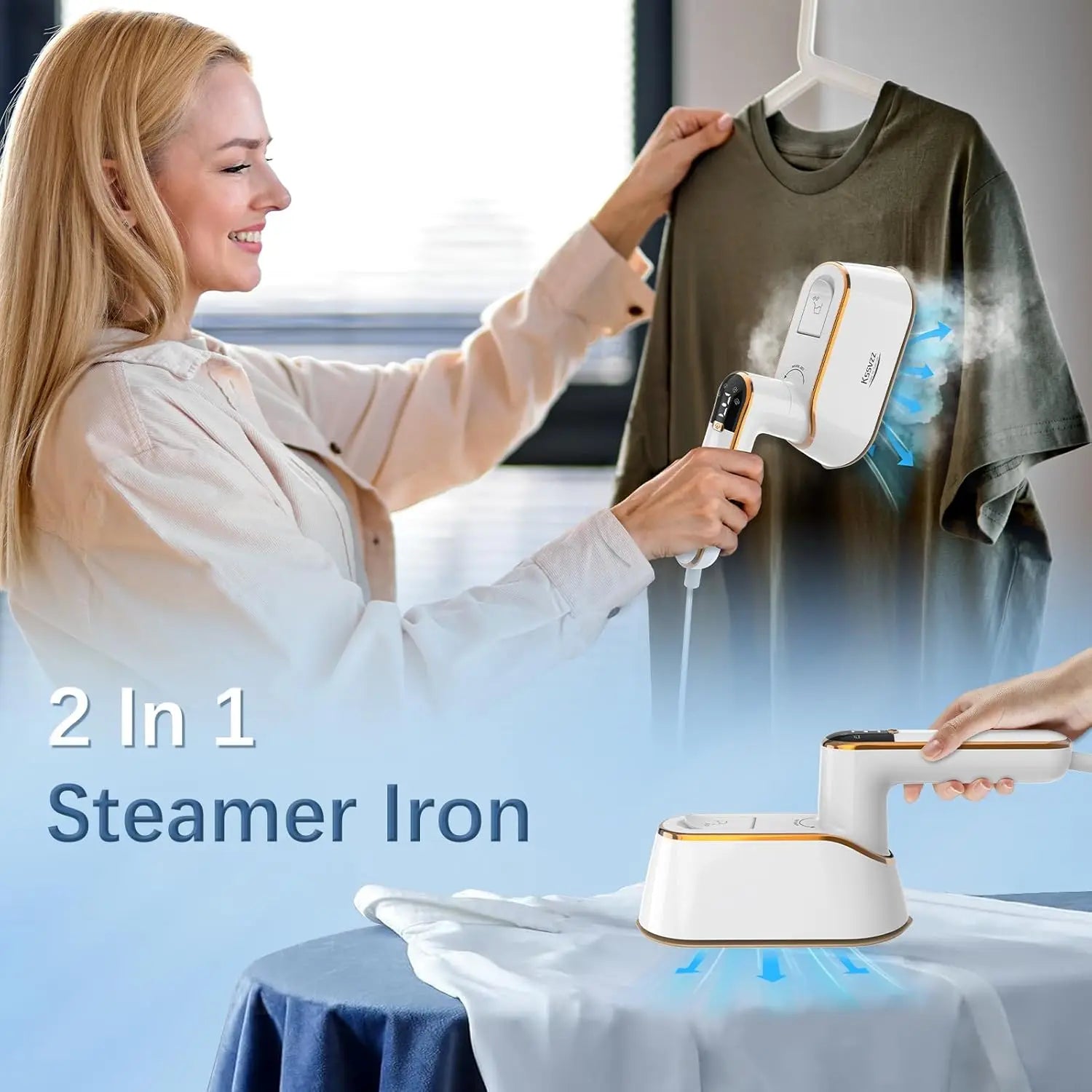 Portable 1200W Handheld Garment Steamer LCD Display 4 Modes Travel Home