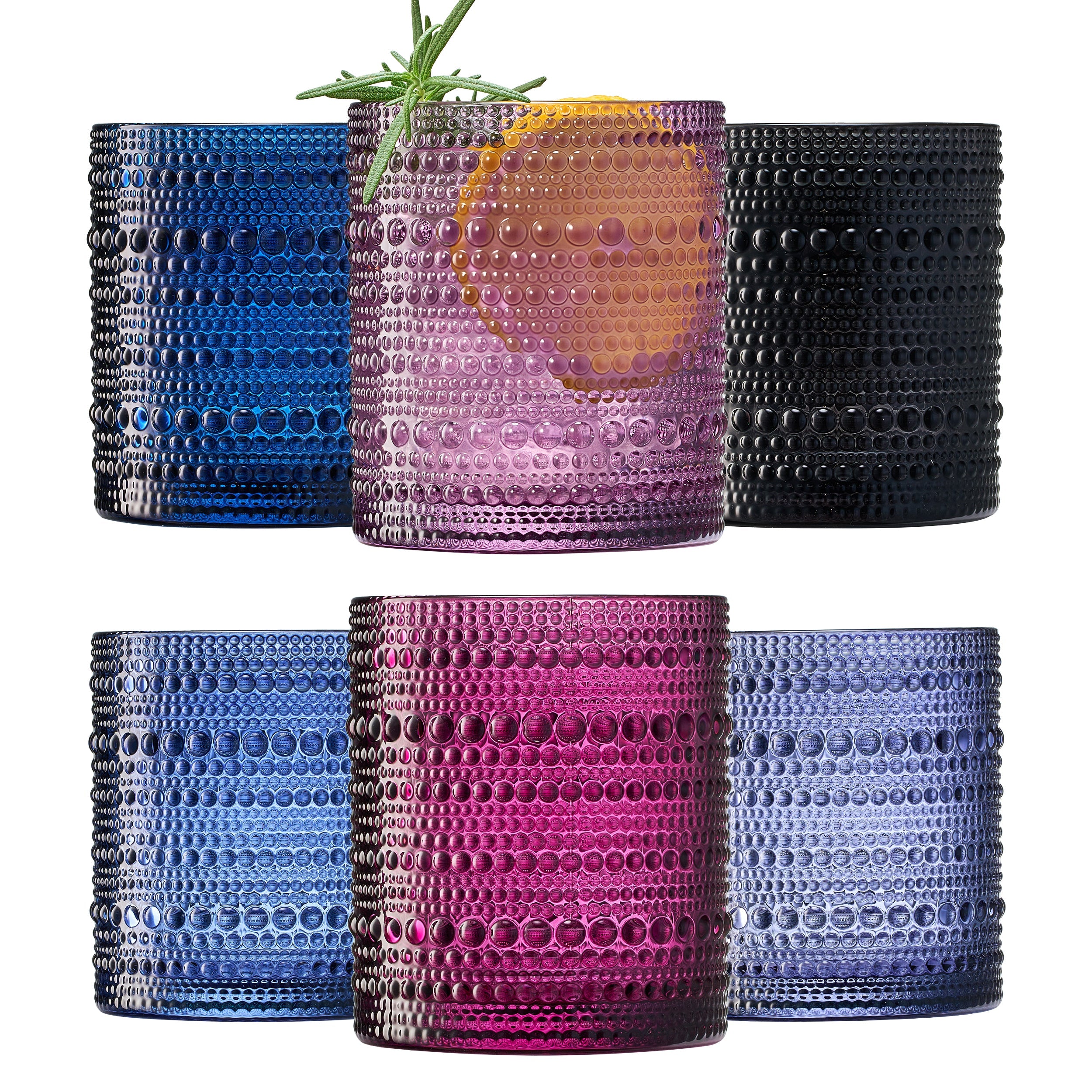 Fortuna Hobnail Lowball Glassware, Set of 6