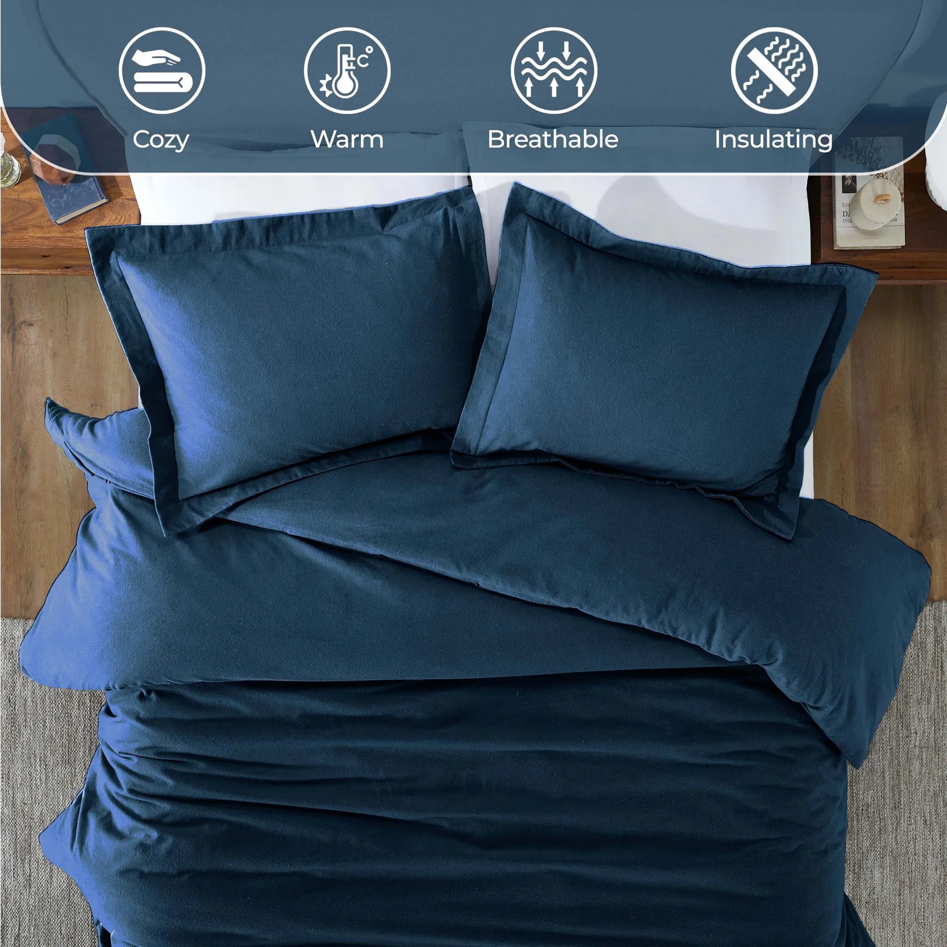 Flannel Cotton Modern Solid Fuzzy Duvet Cover Set With Pillow Shams - Duvet Cover Set by Superior Brand