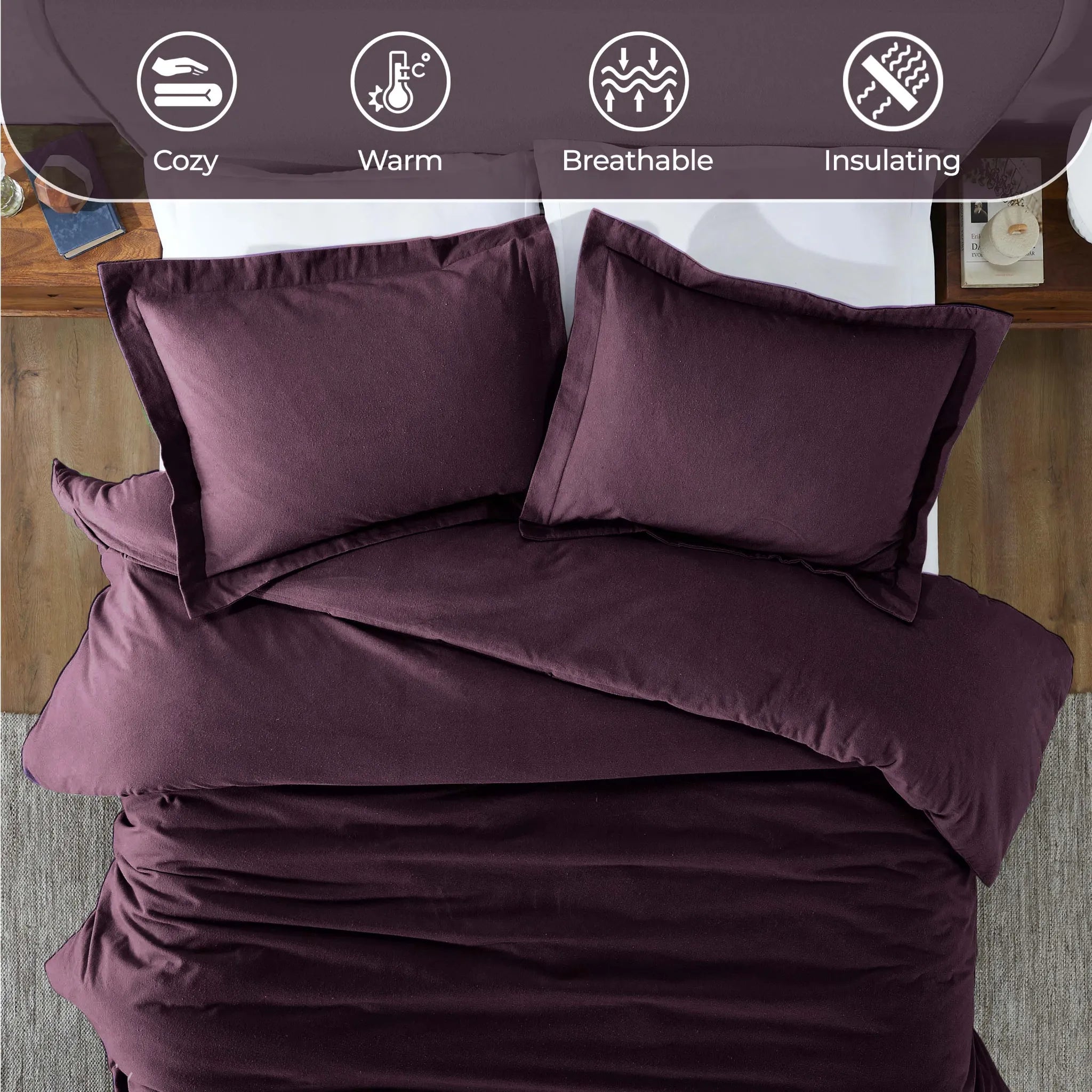 Flannel Cotton Modern Solid Fuzzy Duvet Cover Set With Pillow Shams - Duvet Cover Set by Superior Brand