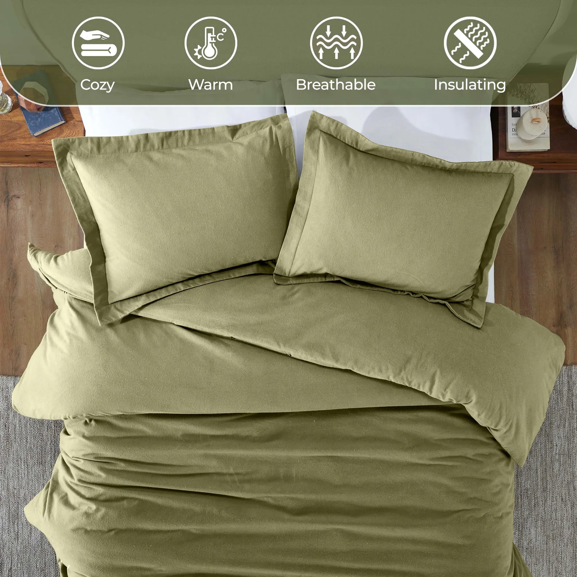 Flannel Cotton Modern Solid Fuzzy Duvet Cover Set With Pillow Shams - Duvet Cover Set by Superior Brand