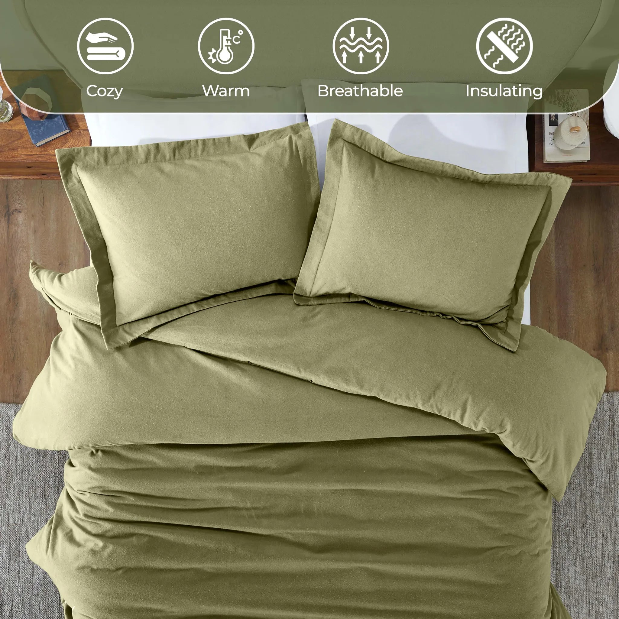 Flannel Cotton Modern Solid Fuzzy Duvet Cover Set With Pillow Shams - Duvet Cover Set by Superior Brand