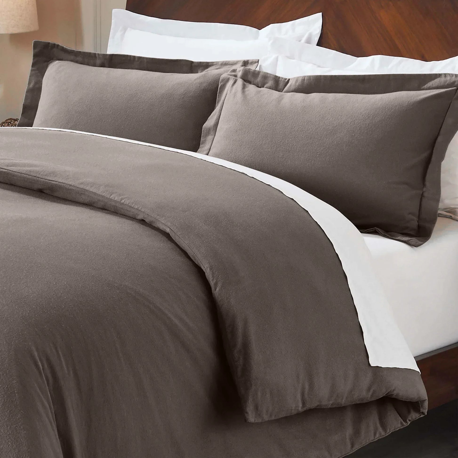 Flannel Cotton Modern Solid Fuzzy Duvet Cover Set With Pillow Shams - Duvet Cover Set by Superior Brand