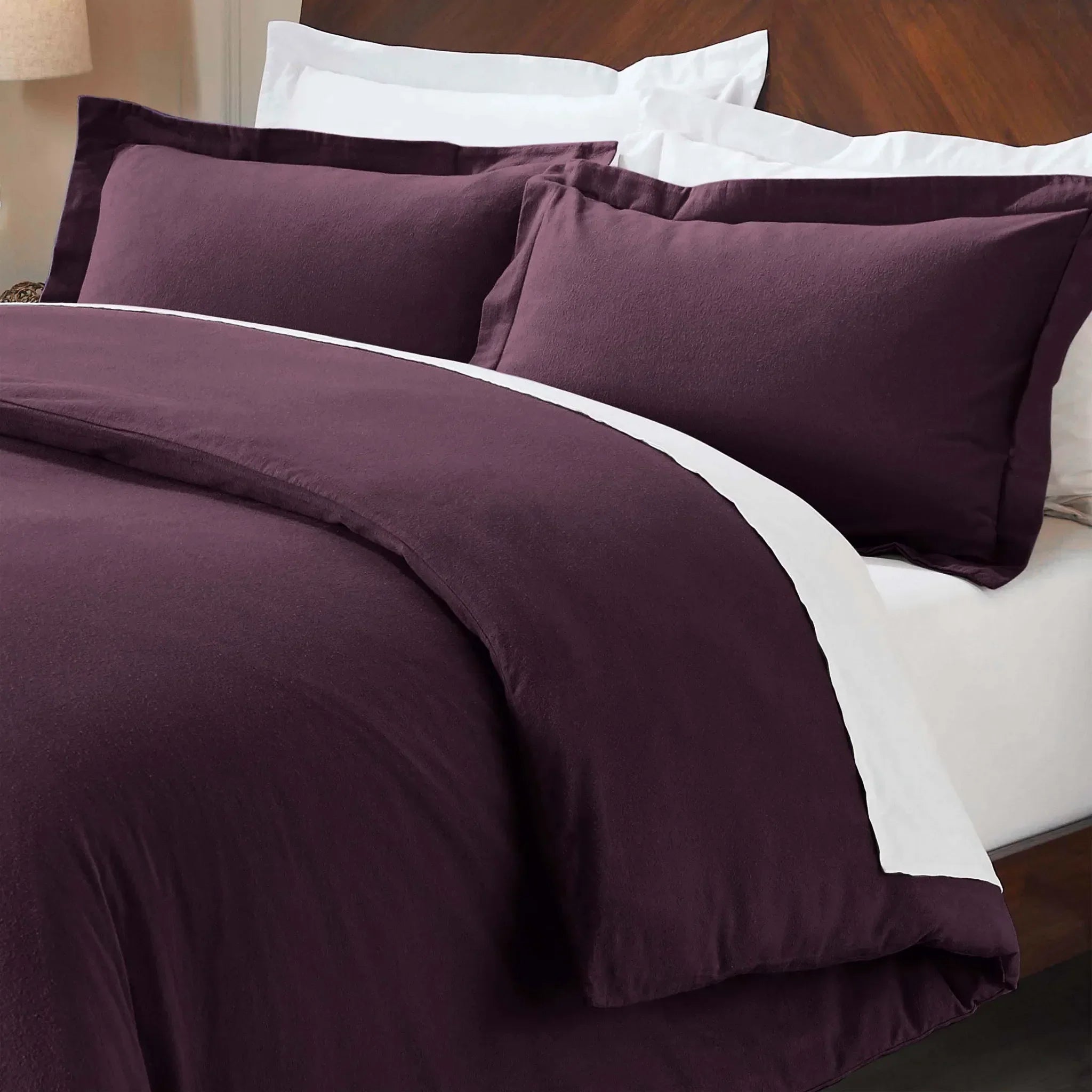 Flannel Cotton Modern Solid Fuzzy Duvet Cover Set With Pillow Shams - Duvet Cover Set by Superior Brand