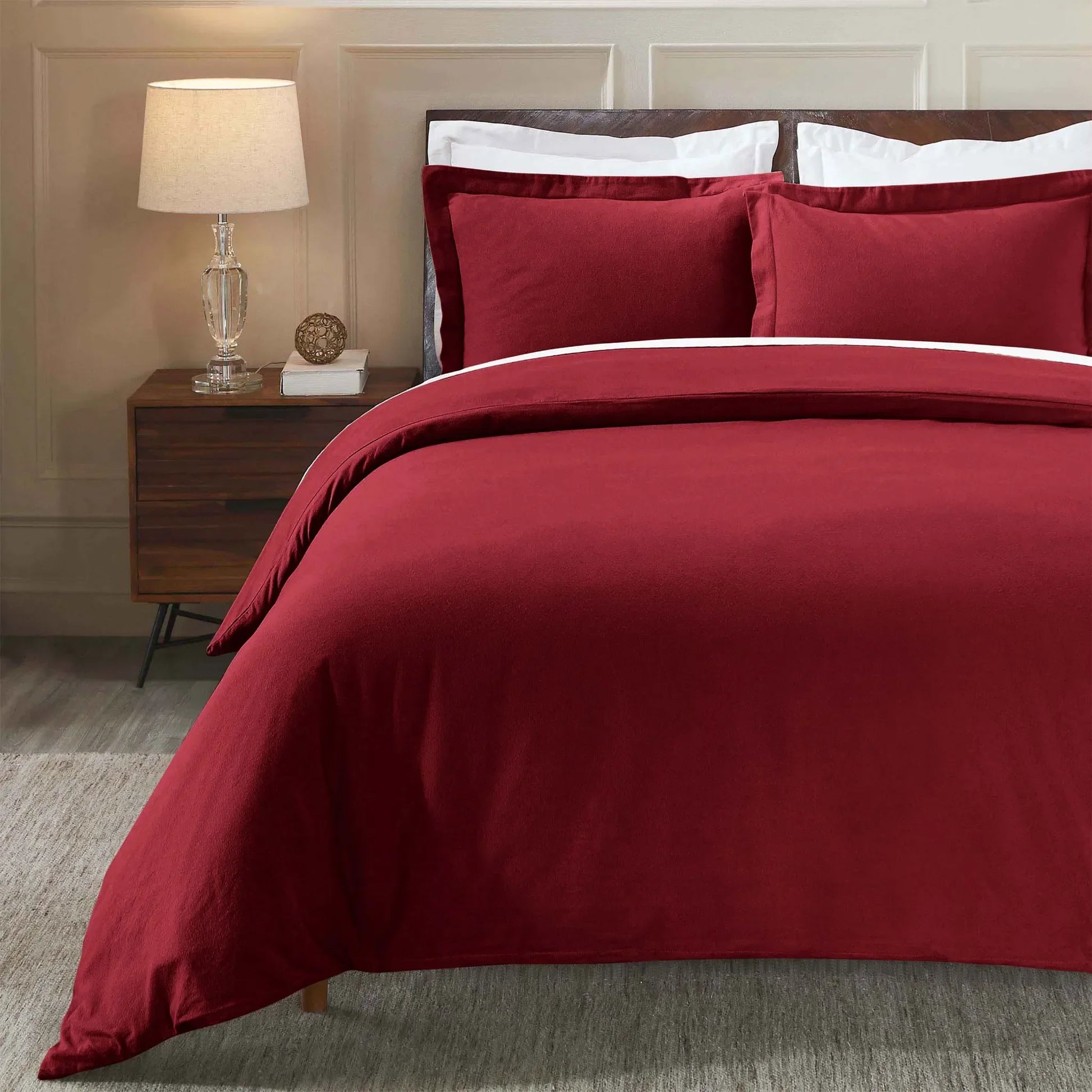 Flannel Cotton Modern Solid Fuzzy Duvet Cover Set With Pillow Shams - Duvet Cover Set by Superior Brand