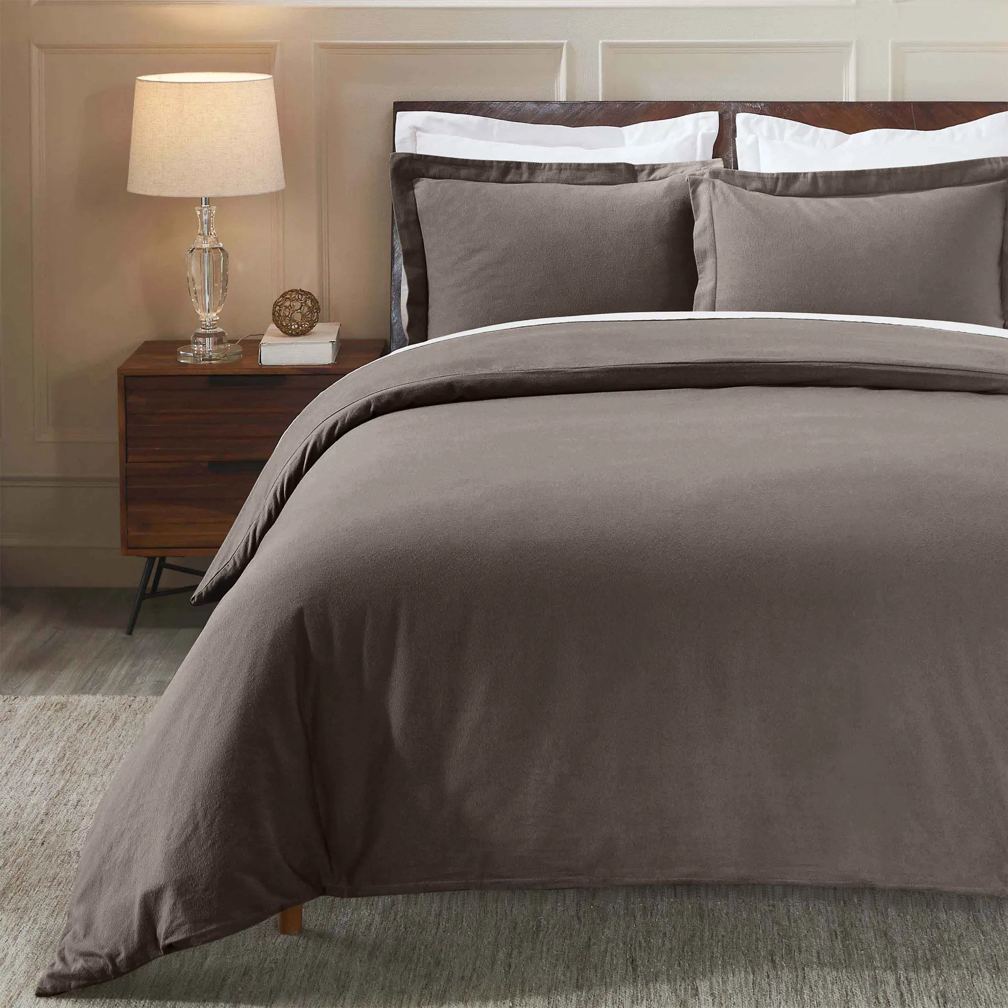Flannel Cotton Modern Solid Fuzzy Duvet Cover Set With Pillow Shams - Duvet Cover Set by Superior Brand