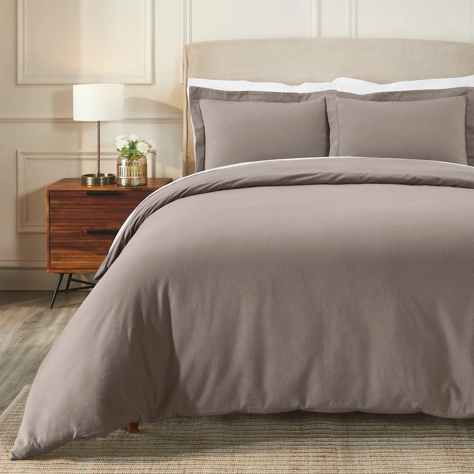 Flannel Cotton Modern Solid Fuzzy Duvet Cover Set With Pillow Shams - Duvet Cover Set by Superior Brand