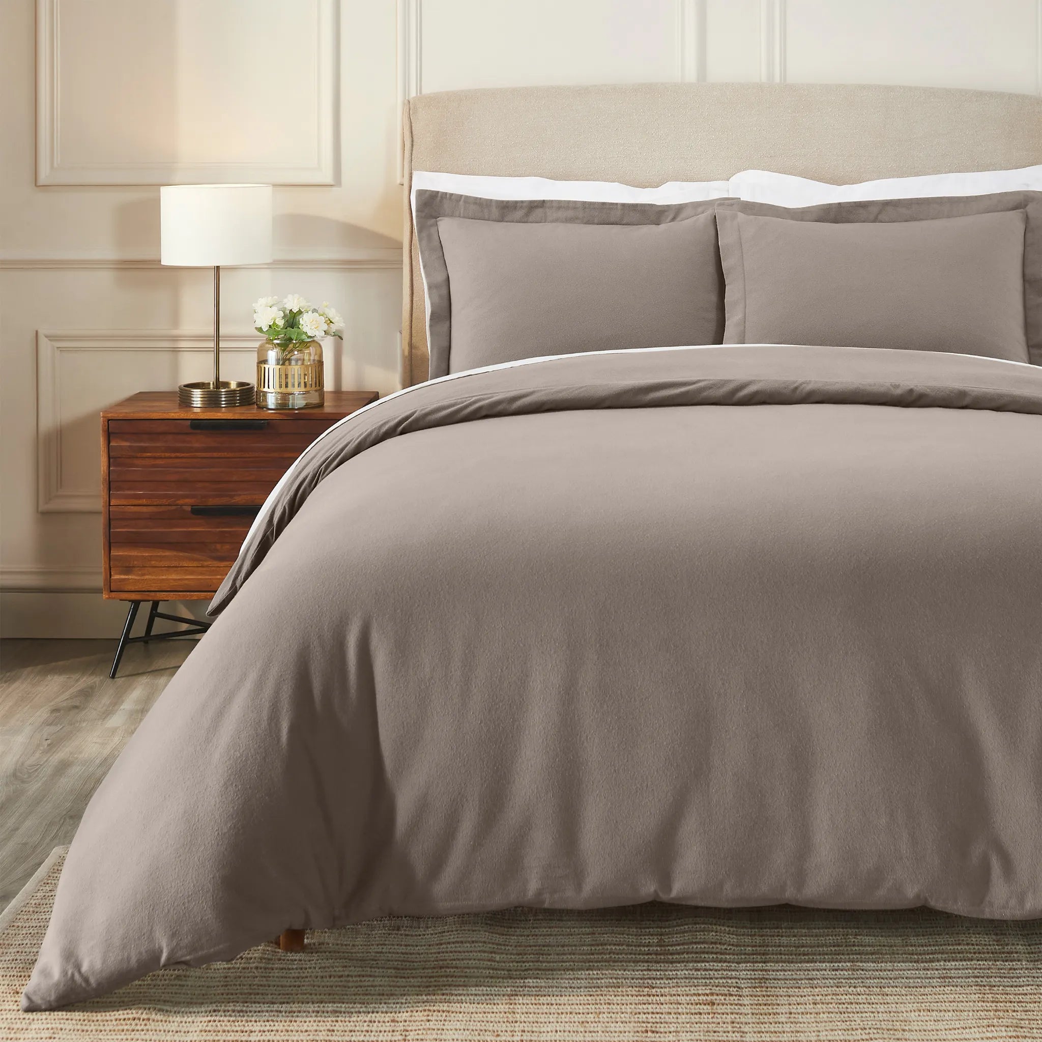 Flannel Cotton Modern Solid Fuzzy Duvet Cover Set With Pillow Shams - Duvet Cover Set by Superior Brand