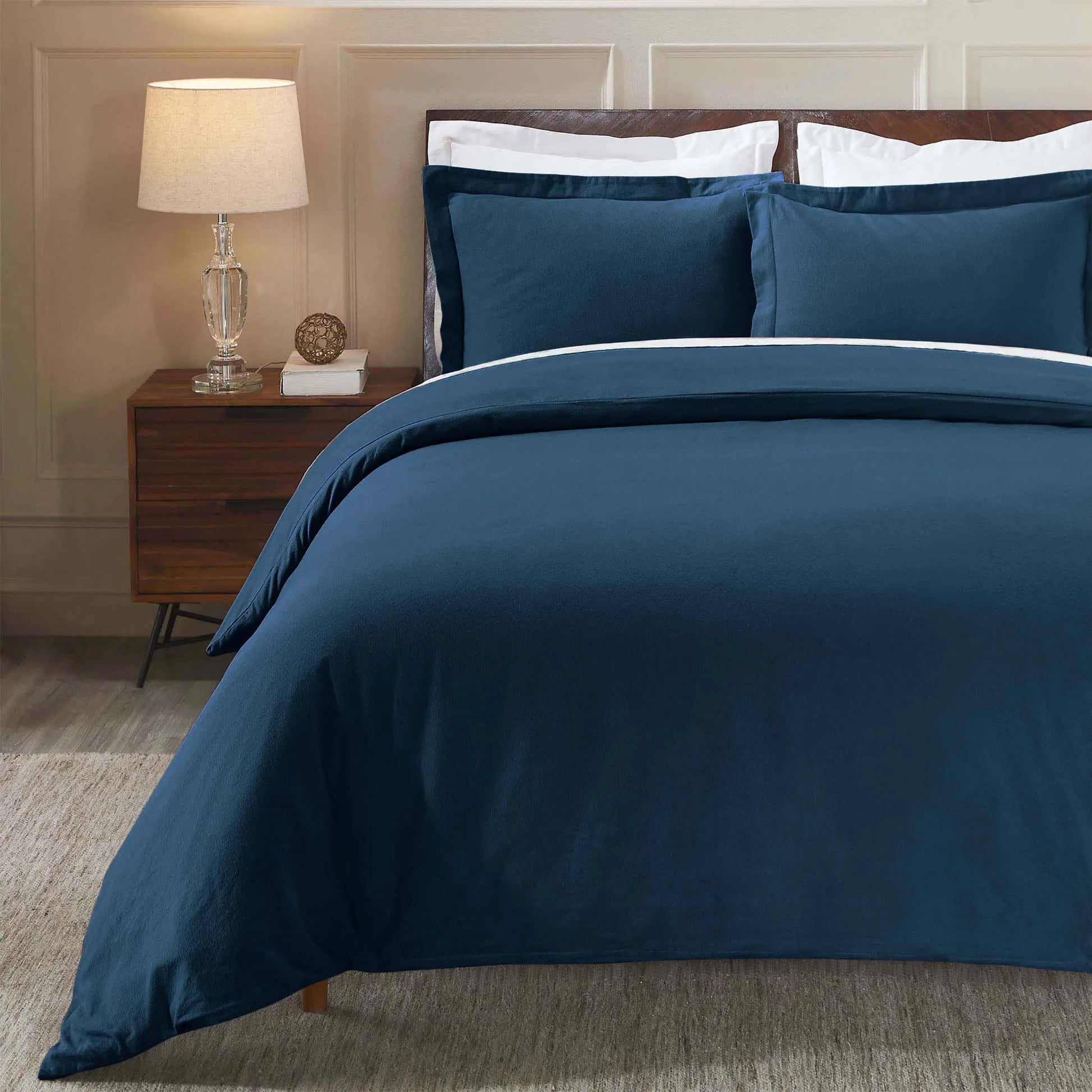 Flannel Cotton Modern Solid Fuzzy Duvet Cover Set With Pillow Shams - Duvet Cover Set by Superior Brand