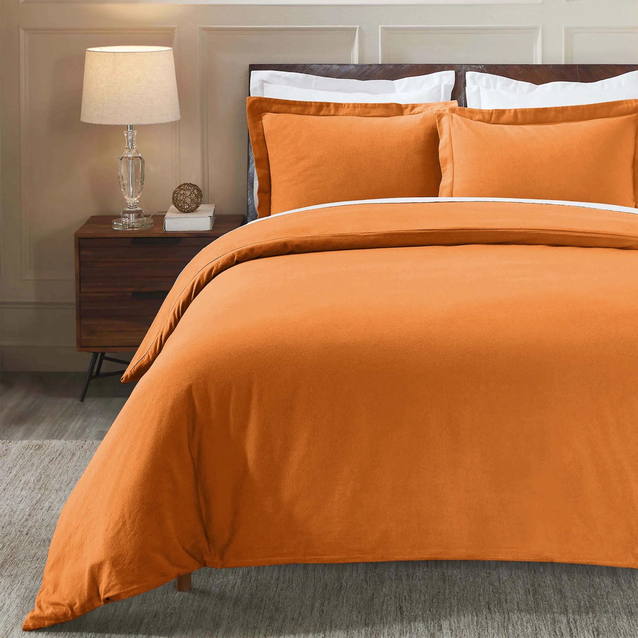 Flannel Cotton Modern Solid Fuzzy Duvet Cover Set With Pillow Shams - Duvet Cover Set by Superior Brand