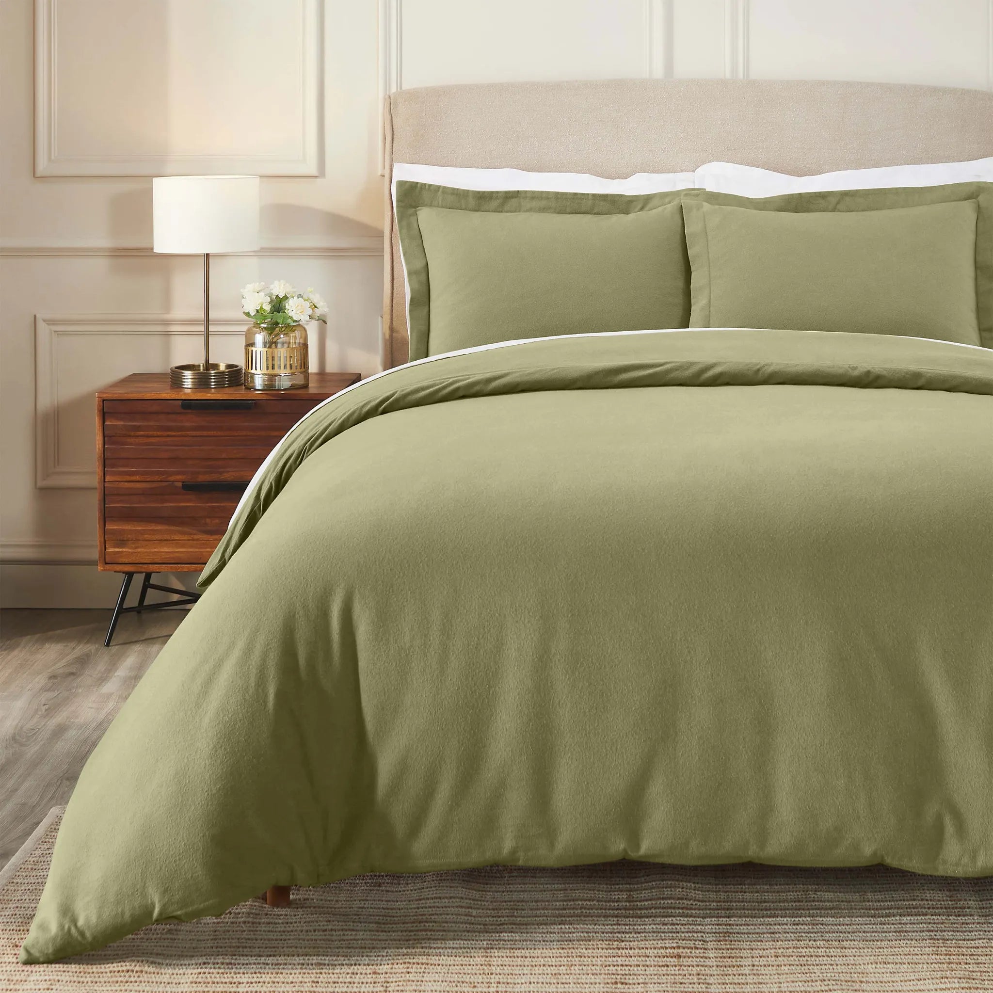 Flannel Cotton Modern Solid Fuzzy Duvet Cover Set With Pillow Shams - Duvet Cover Set by Superior Brand