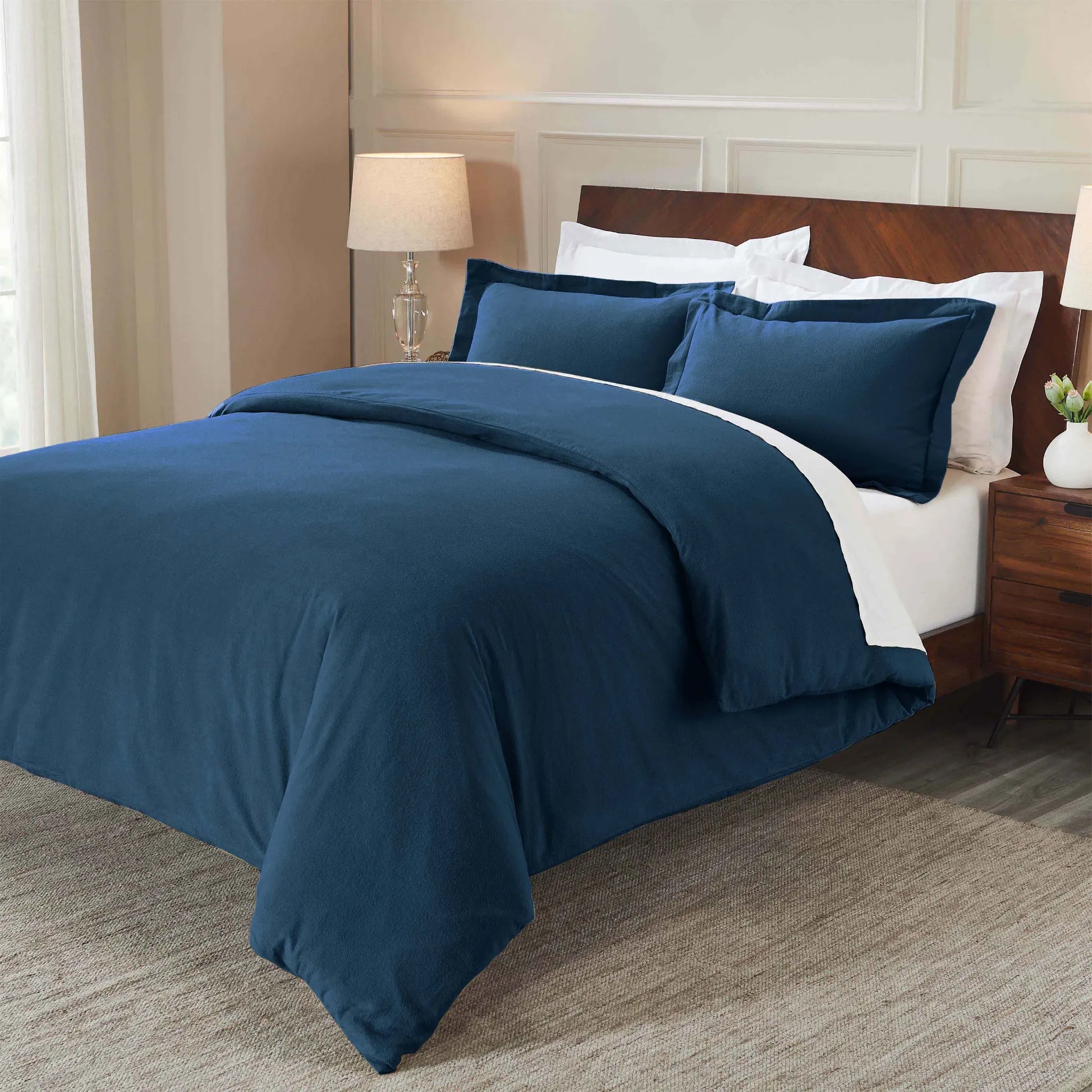 Flannel Cotton Modern Solid Fuzzy Duvet Cover Set With Pillow Shams - Duvet Cover Set by Superior Brand