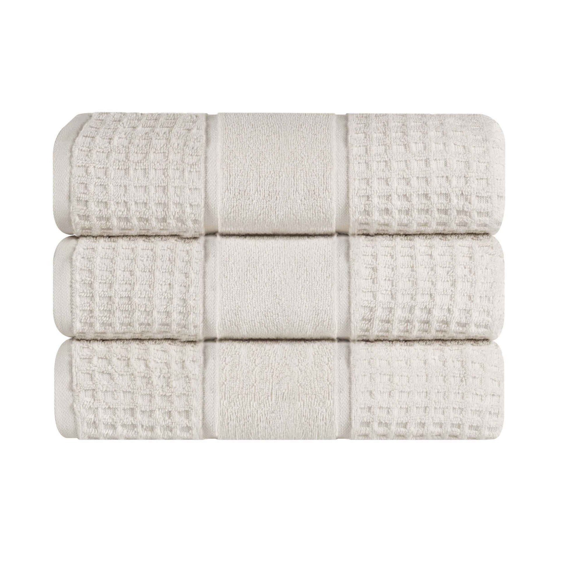 Napa Zero Twist Cotton Solid Waffle Honeycomb Bath Towel Set of 3 - Bath Towel by Superior Brand