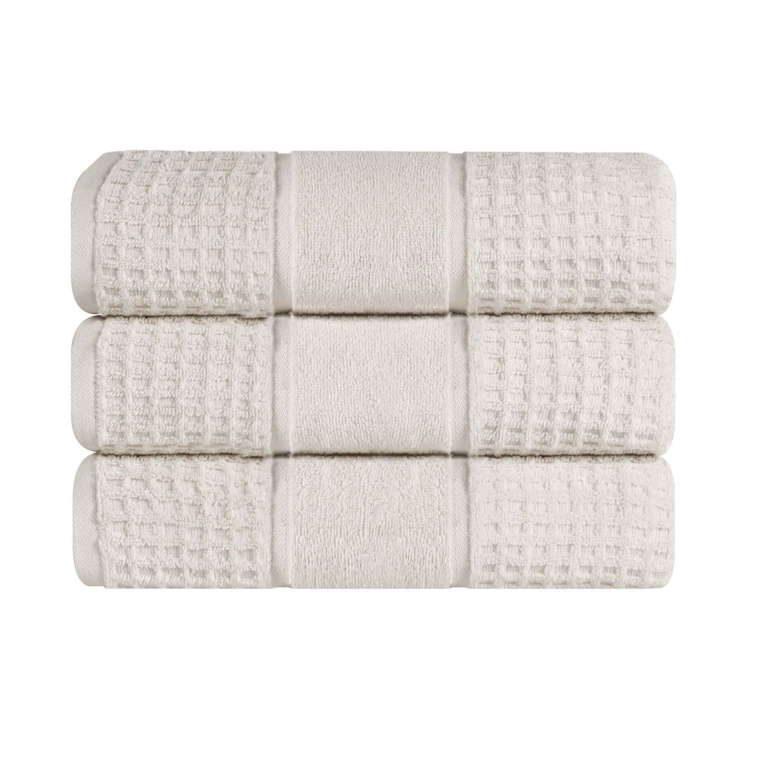 Napa Zero Twist Cotton Solid Waffle Honeycomb Bath Towel Set of 3 - Bath Towel by Superior Brand