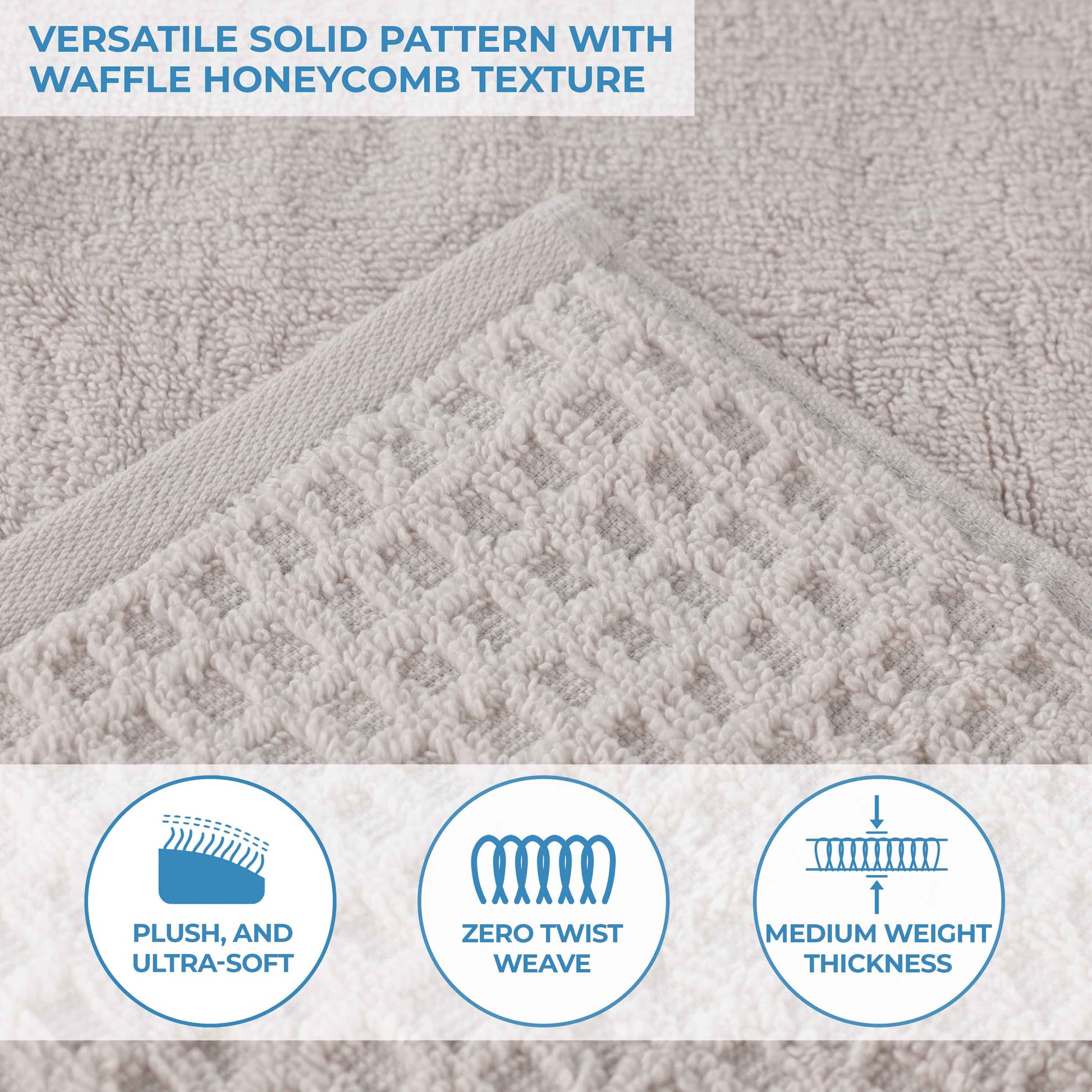Napa Zero Twist Cotton Solid Waffle Honeycomb Bath Towel Set of 3 - Bath Towel by Superior Brand