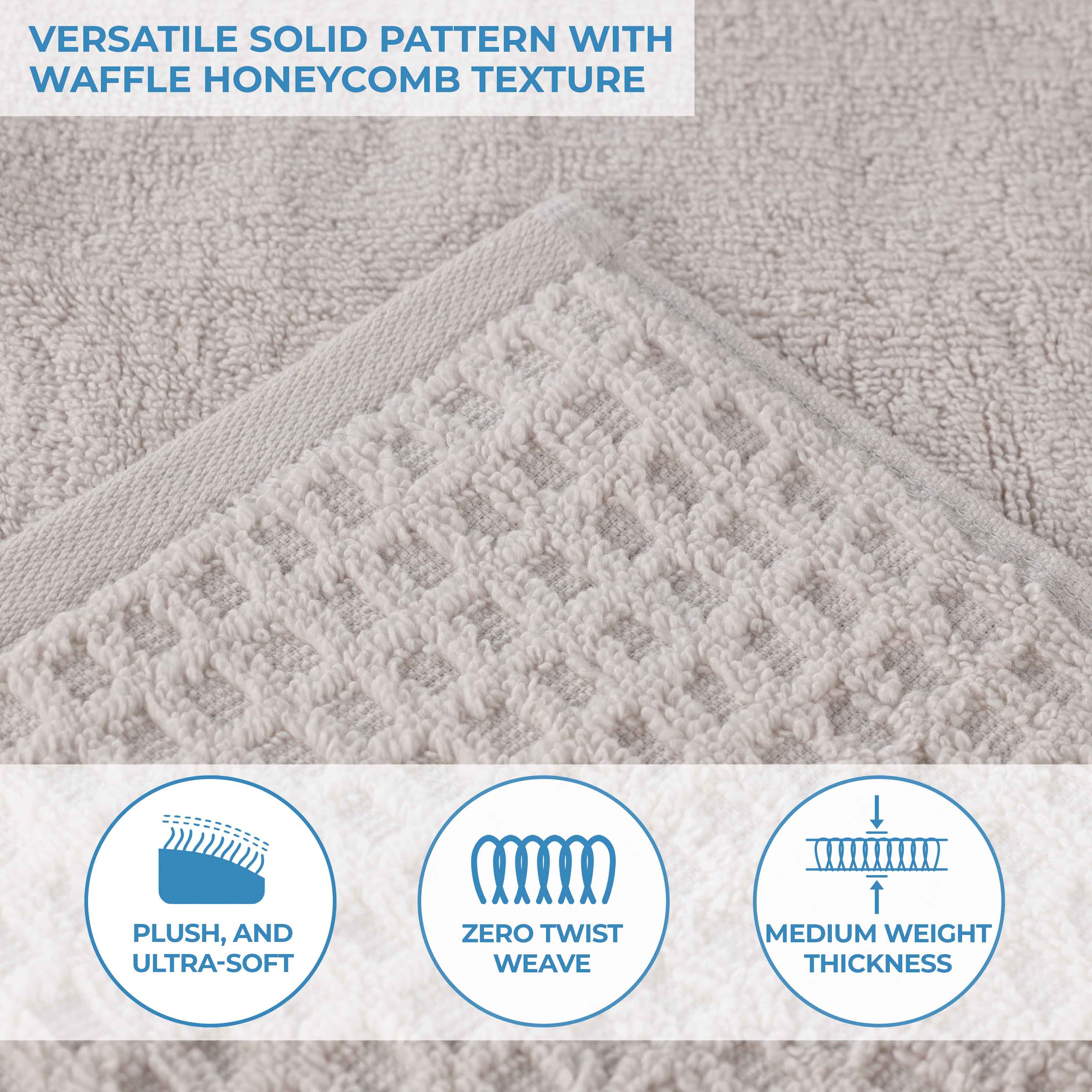 Napa Zero Twist Cotton Solid Waffle Honeycomb Bath Towel Set of 3 - Bath Towel by Superior Brand