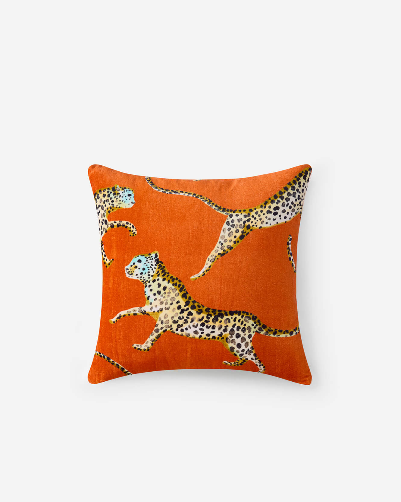 Velvet Leaping Small Leopard Throw Pillow