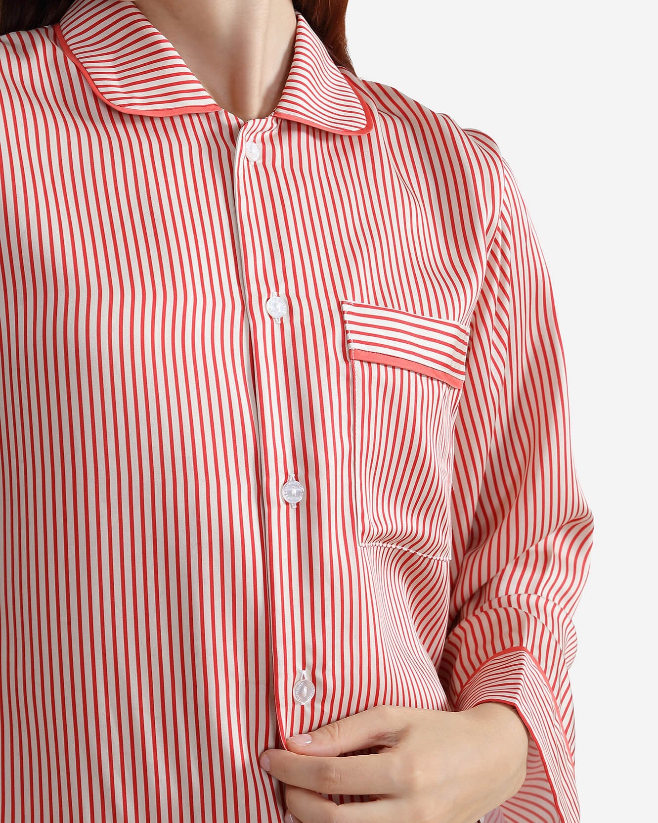 Silky Lyocell Long Striped Pajama Set