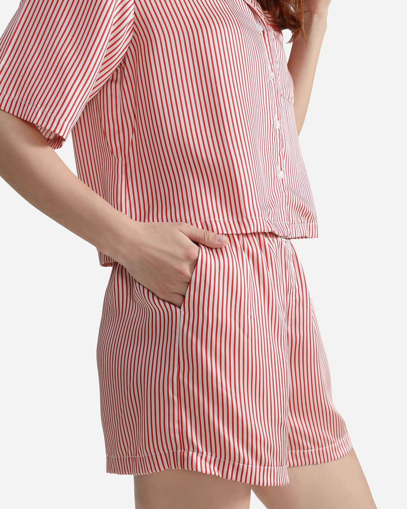 Silky Lyocell Short Striped Pajama Set