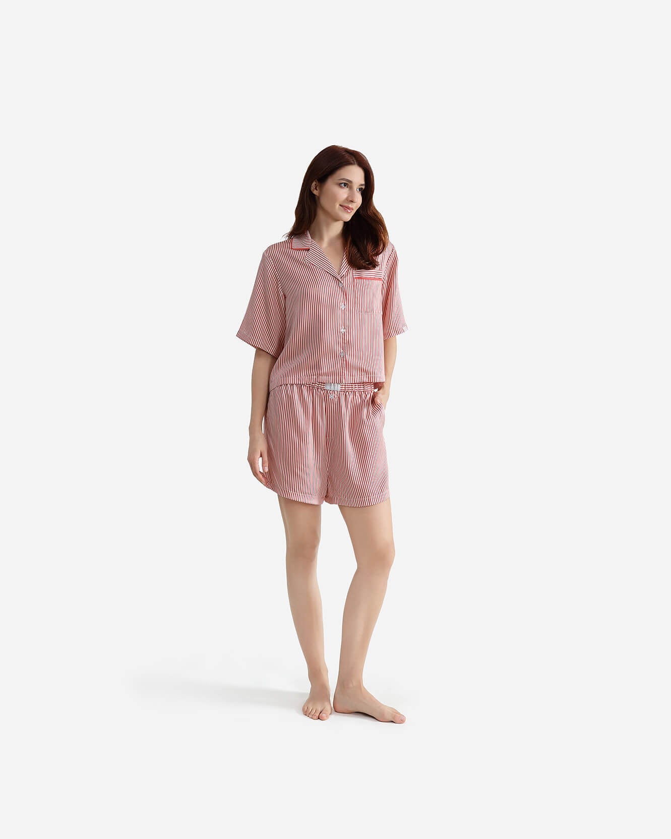 Silky Lyocell Short Striped Pajama Set