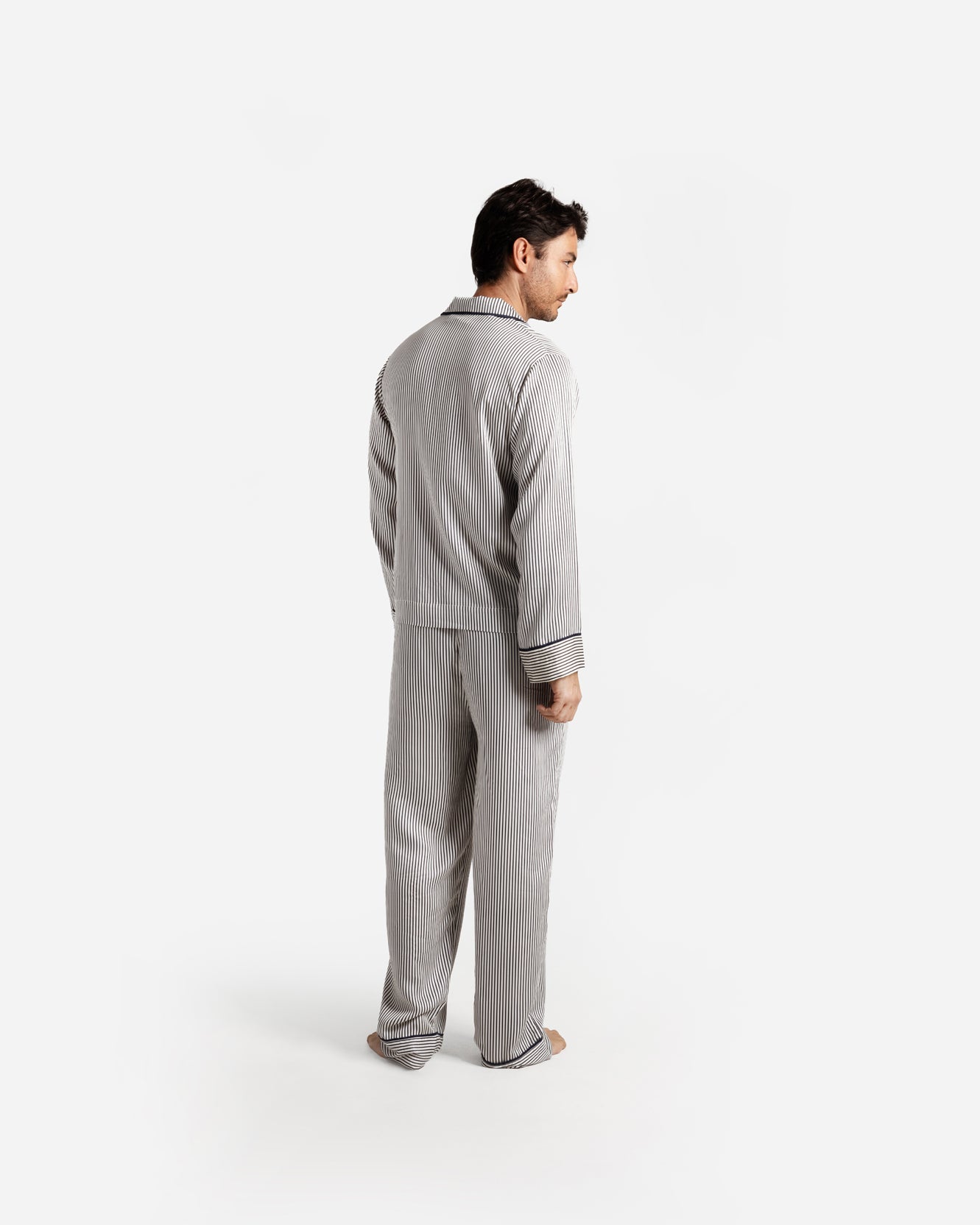 Silky Lyocell Long Striped Pajama Set