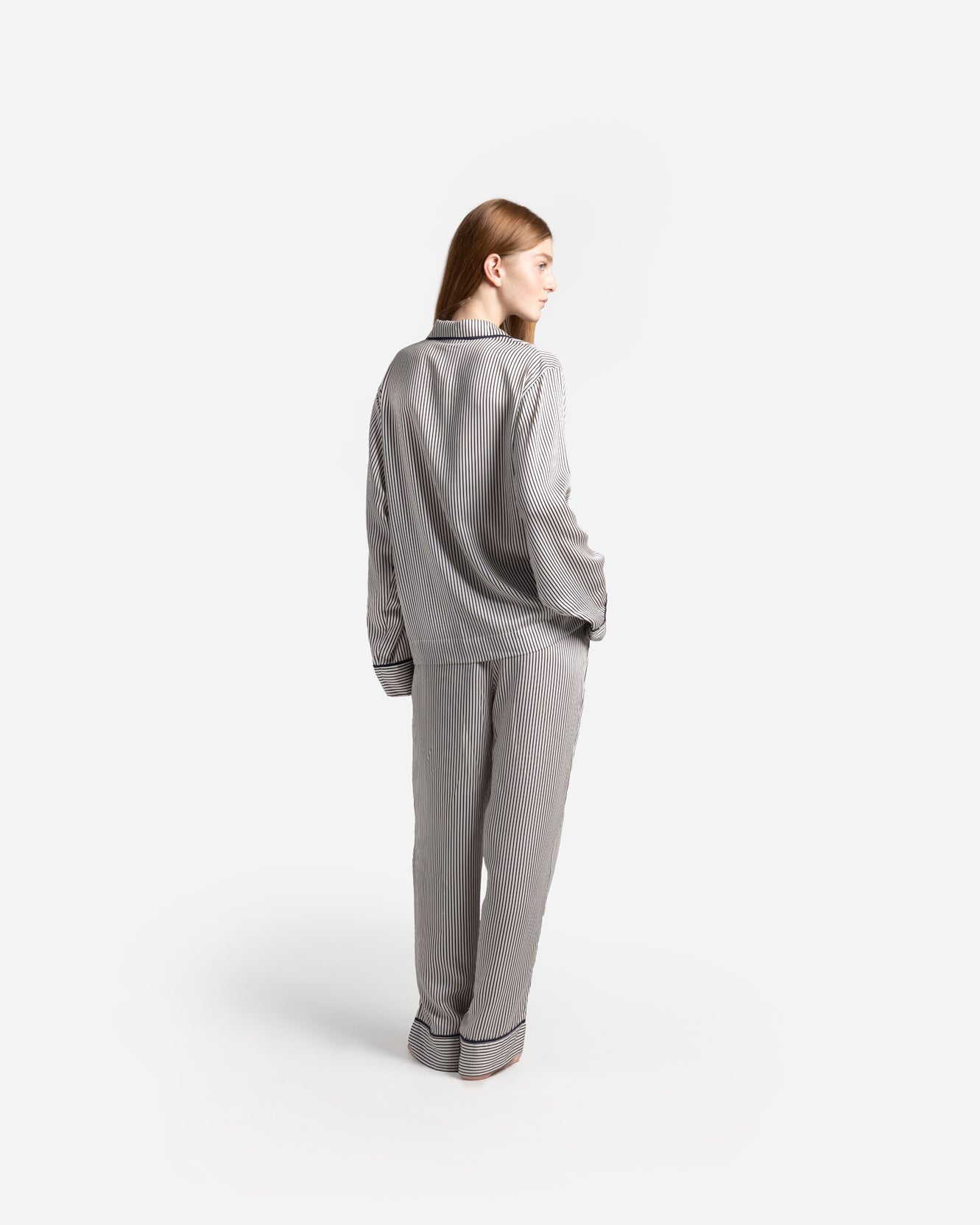 Silky Lyocell Long Striped Pajama Set