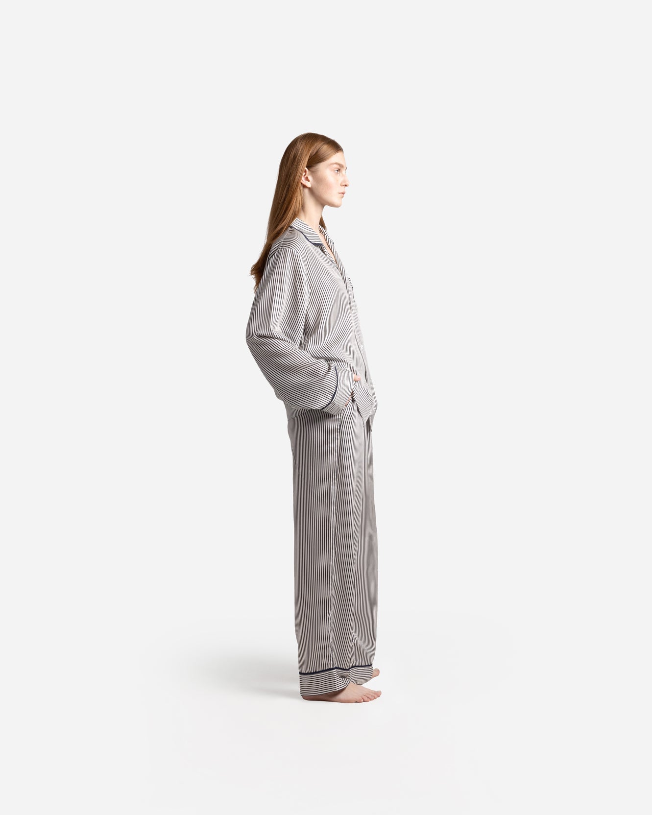 Silky Lyocell Long Striped Pajama Set