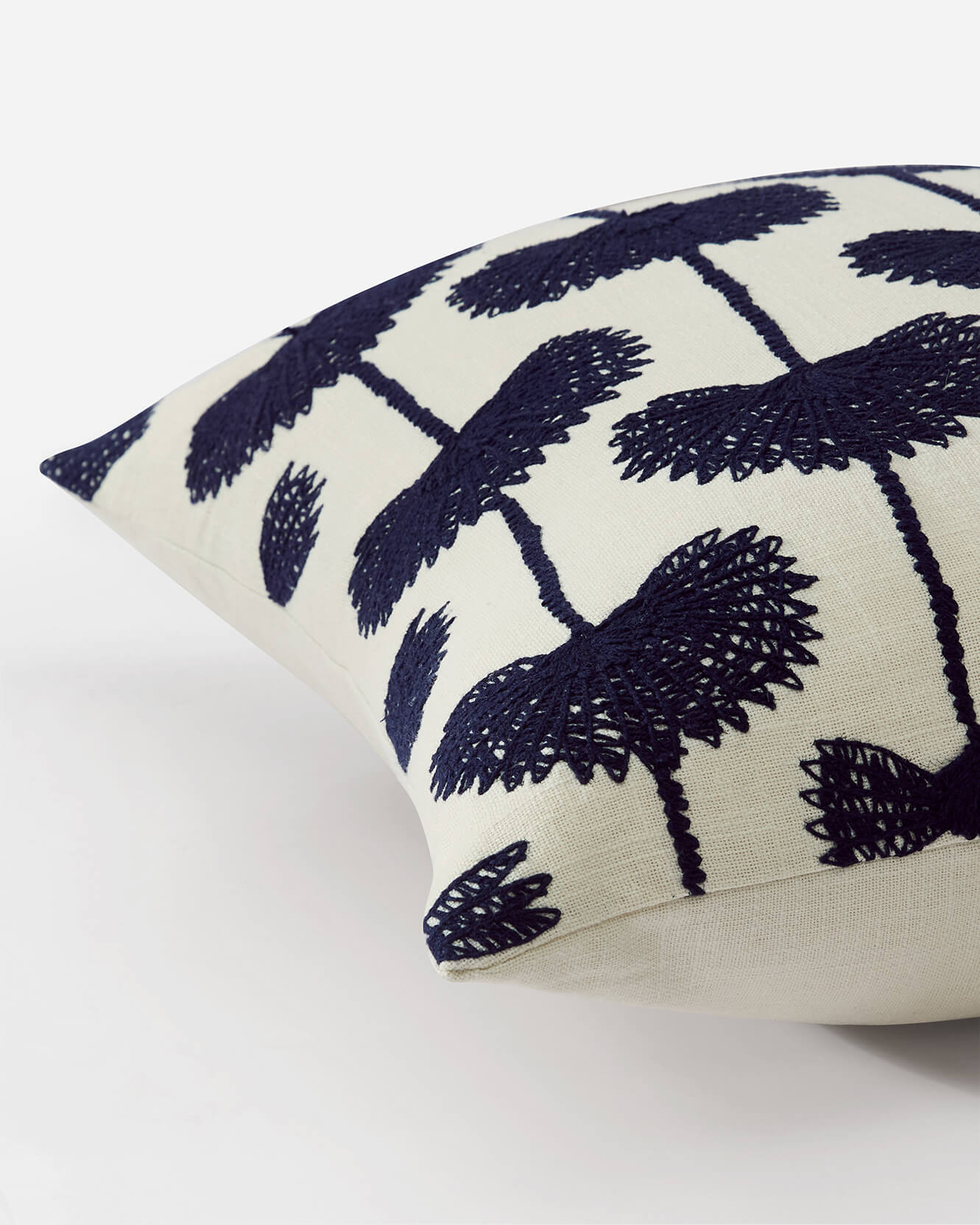 Palm Leaf Embroidered Throw Pillow