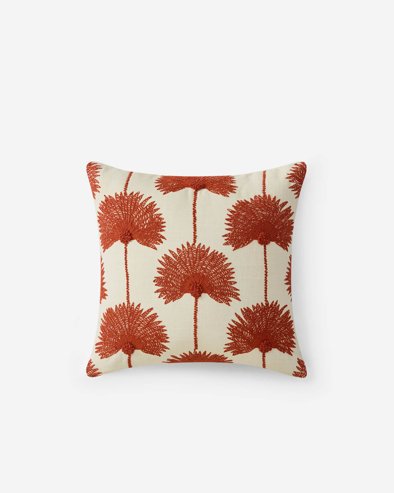Palm Leaf Embroidered Throw Pillow