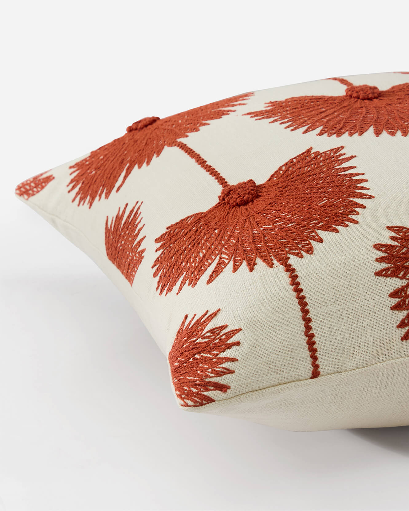 Palm Leaf Embroidered Throw Pillow
