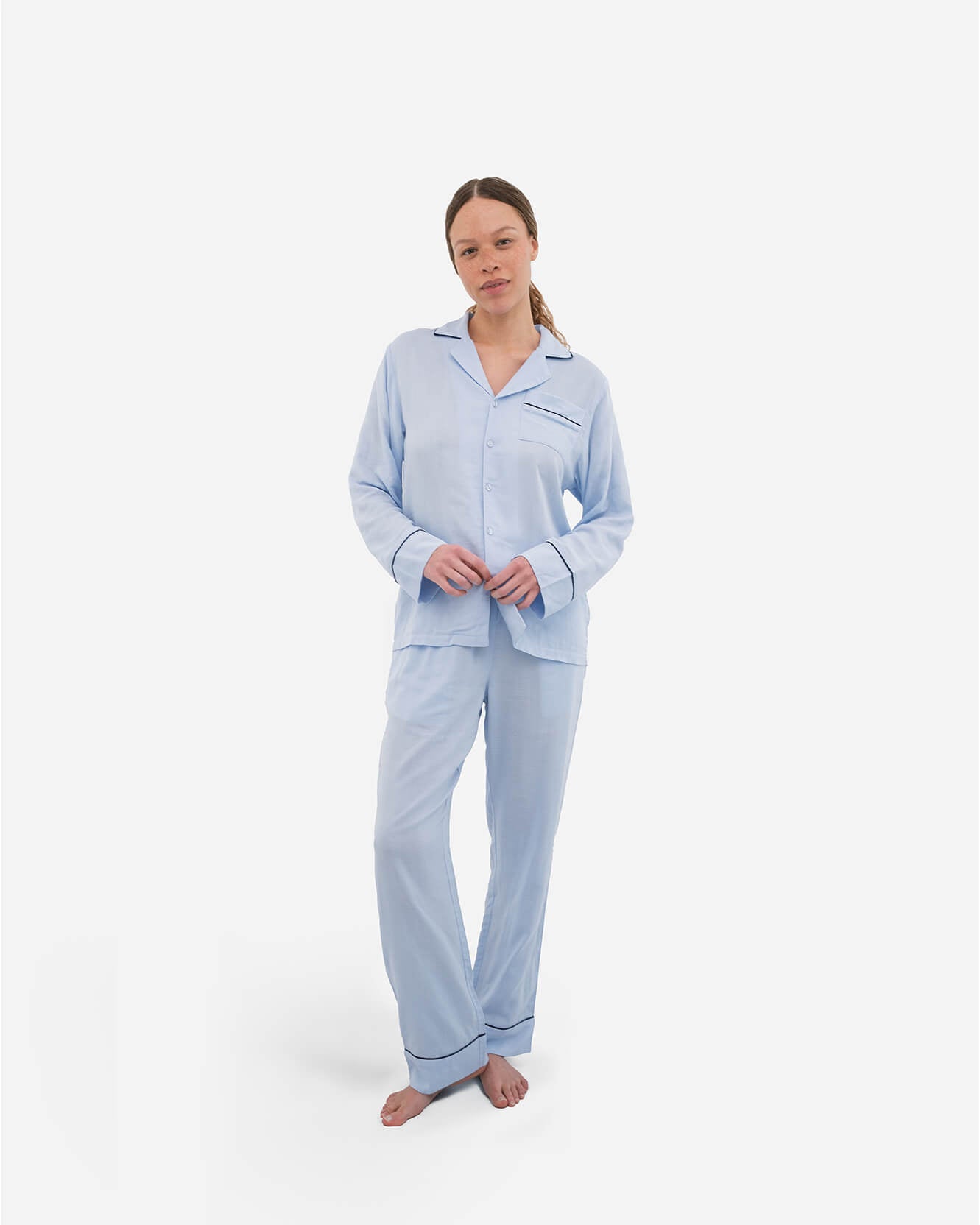 Woven Cotton Long Pajama Set