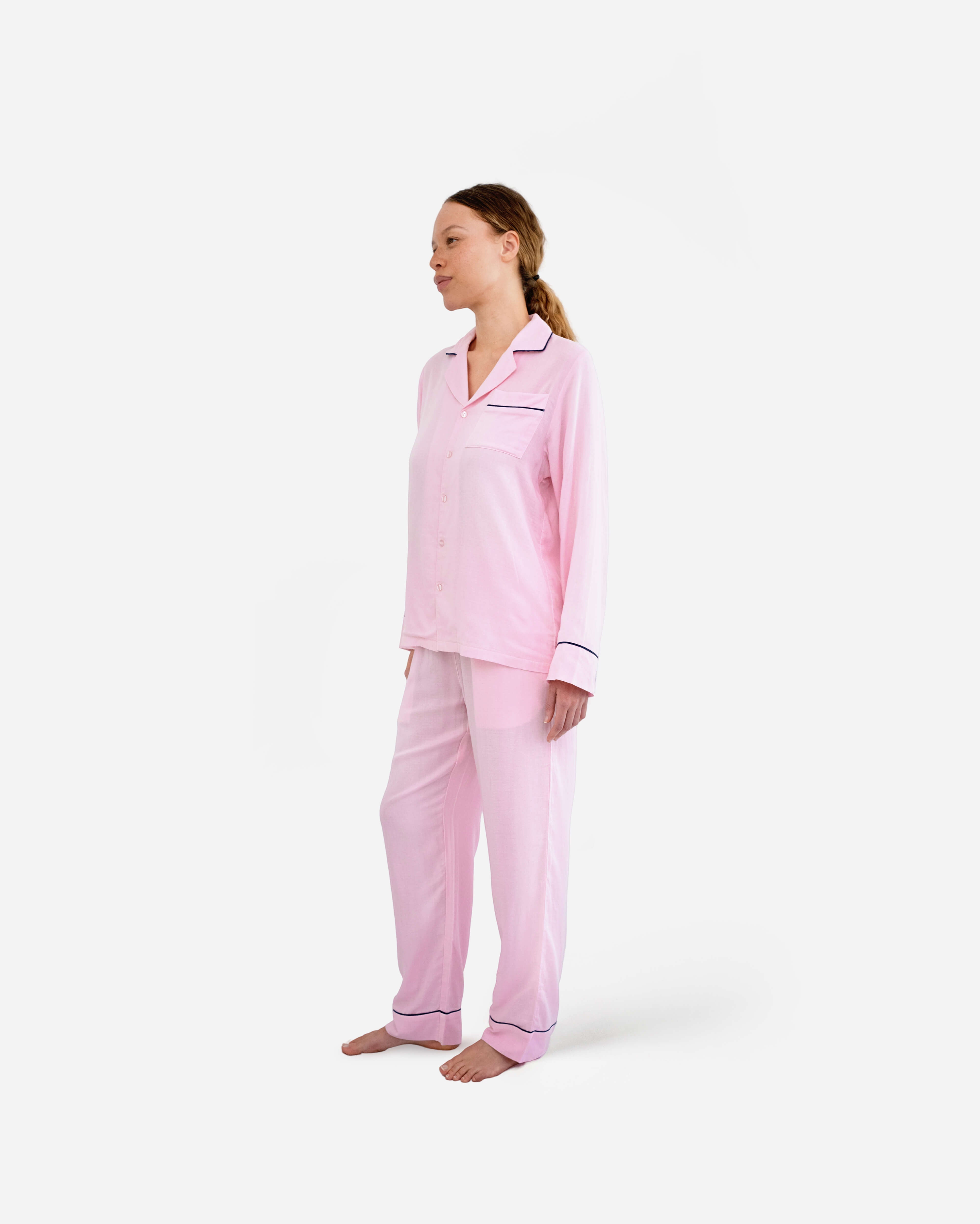 Woven Cotton Long Pajama Set