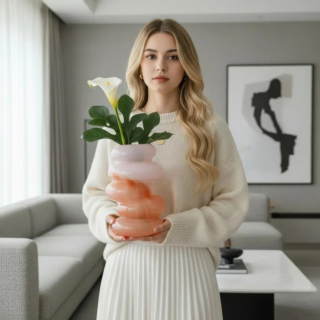 Swirl Peach Vase