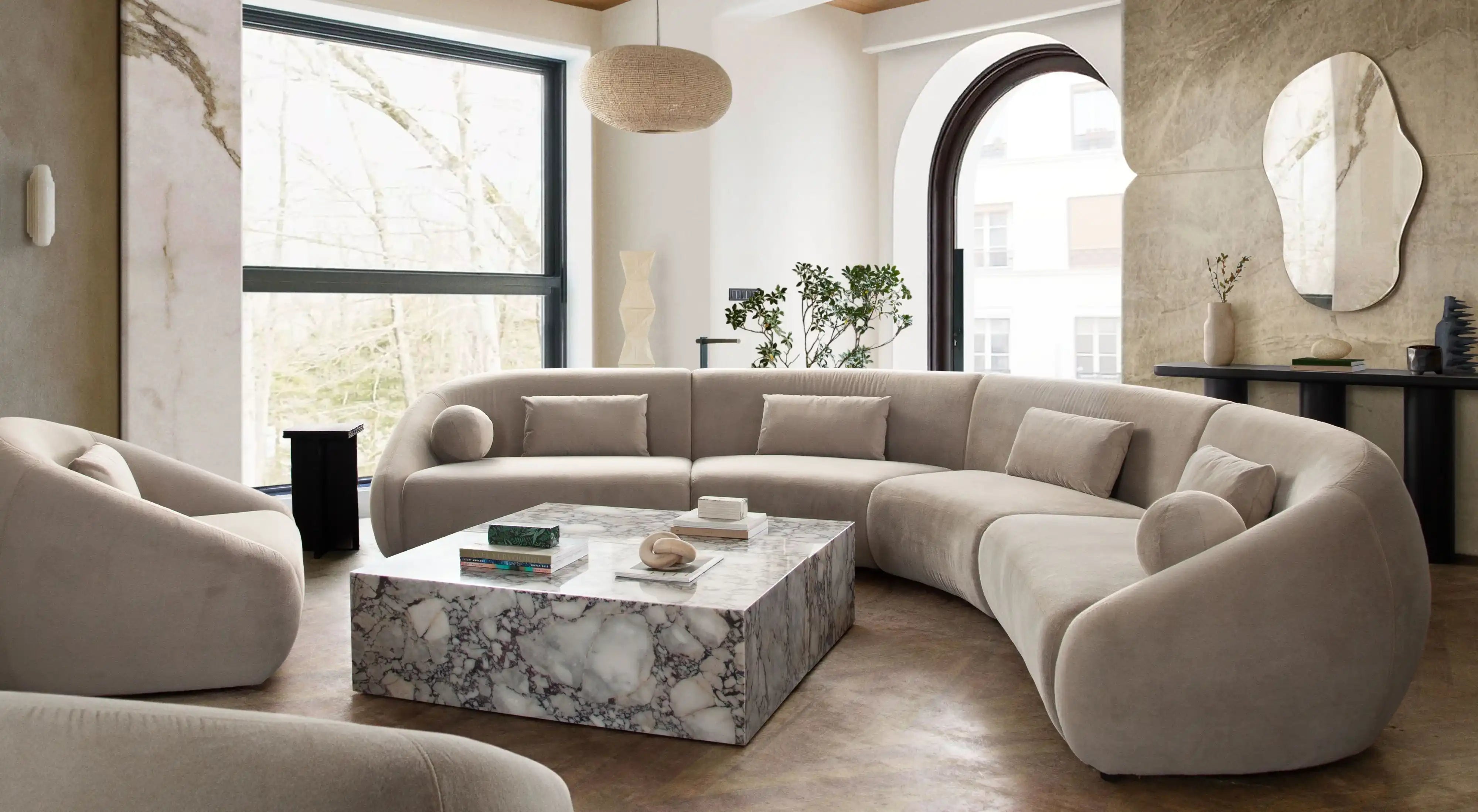Lena 4 Piece Fawn Alpaca Fabric Sofa