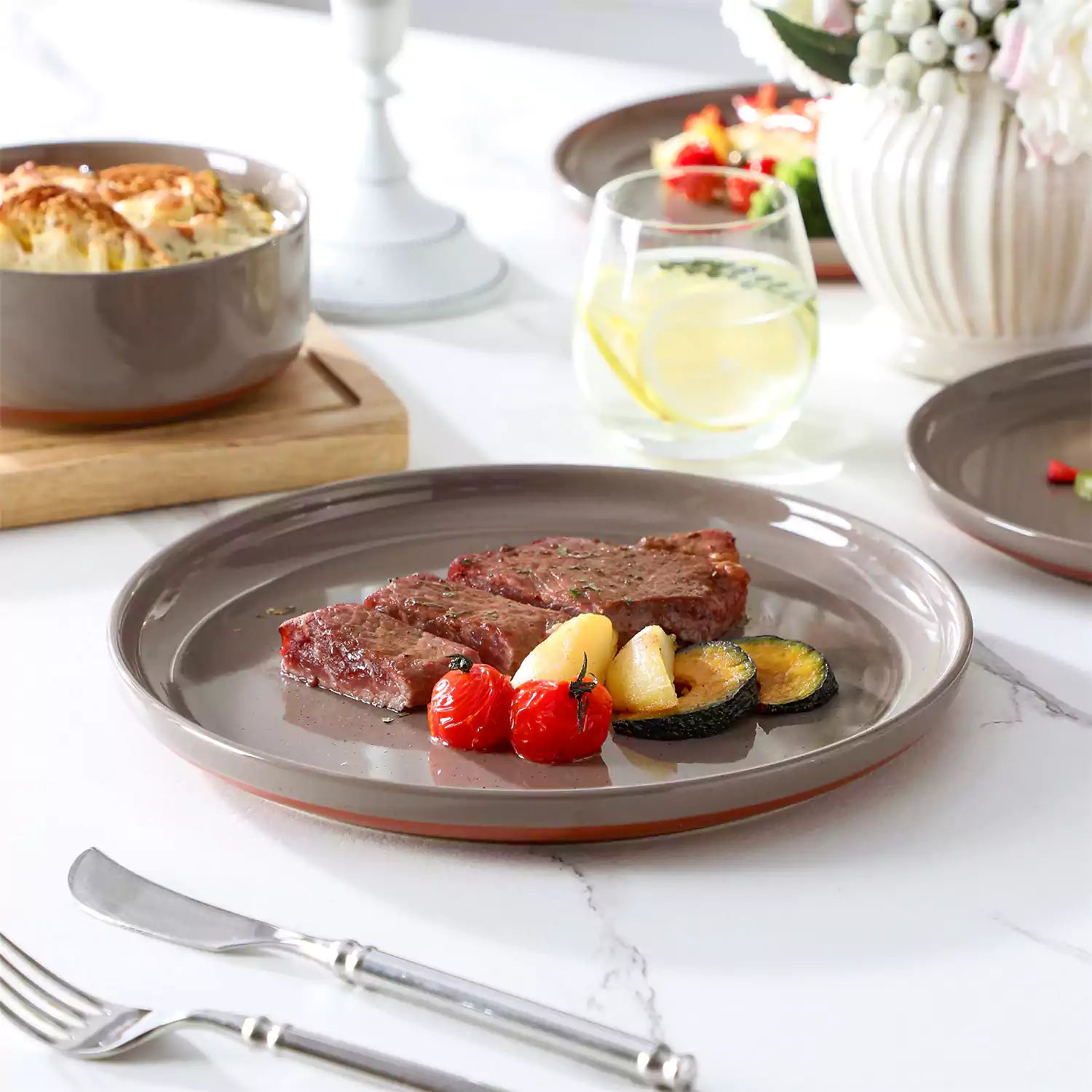 Tara Grey 12 Piece Dinnerware Set