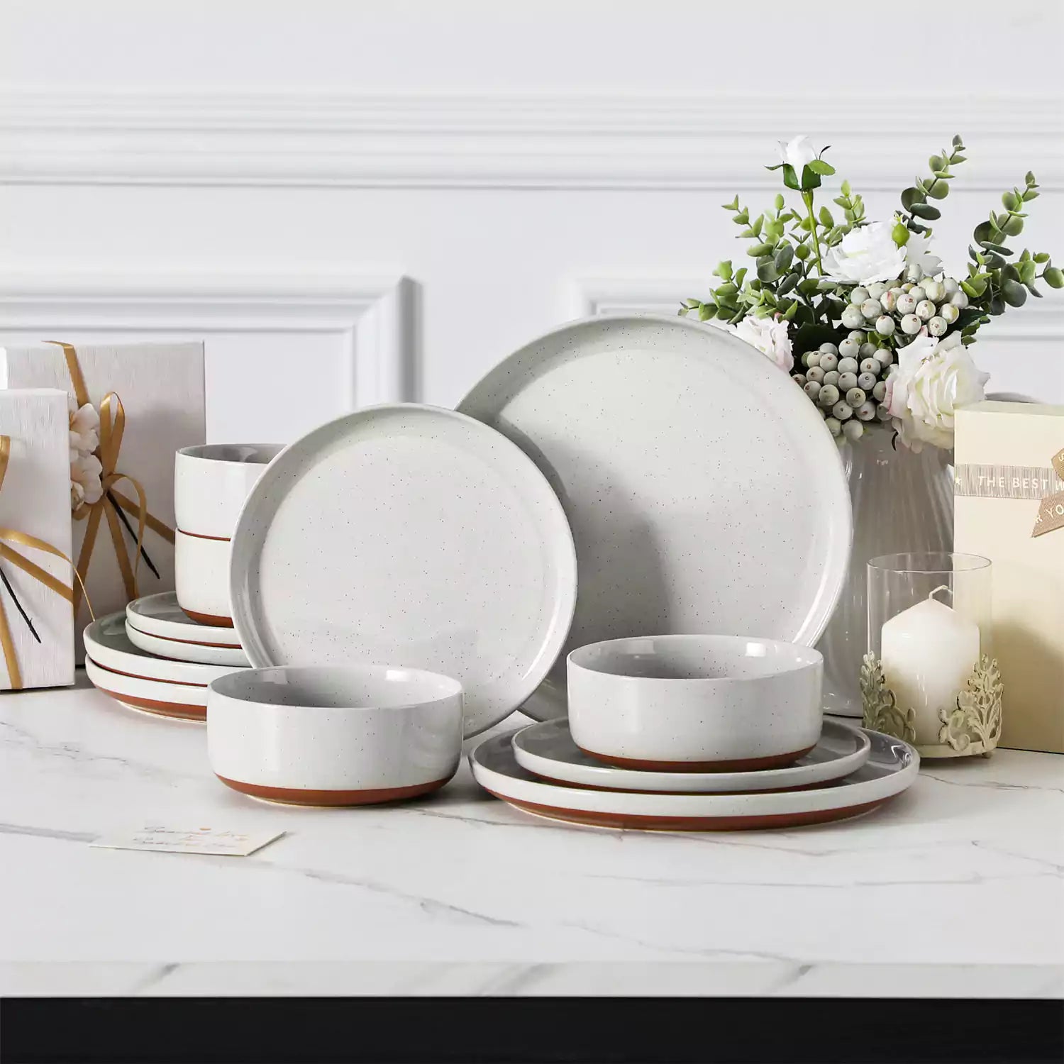 Tara Pink 12 Piece Dinnerware Set