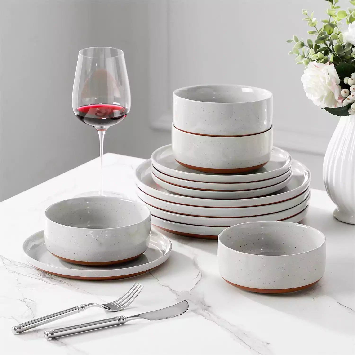 Tara Pink 12 Piece Dinnerware Set