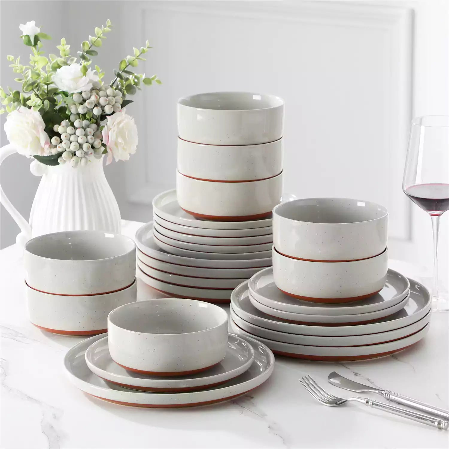 Tara Grey 24 Piece Dinnerware Set for 8