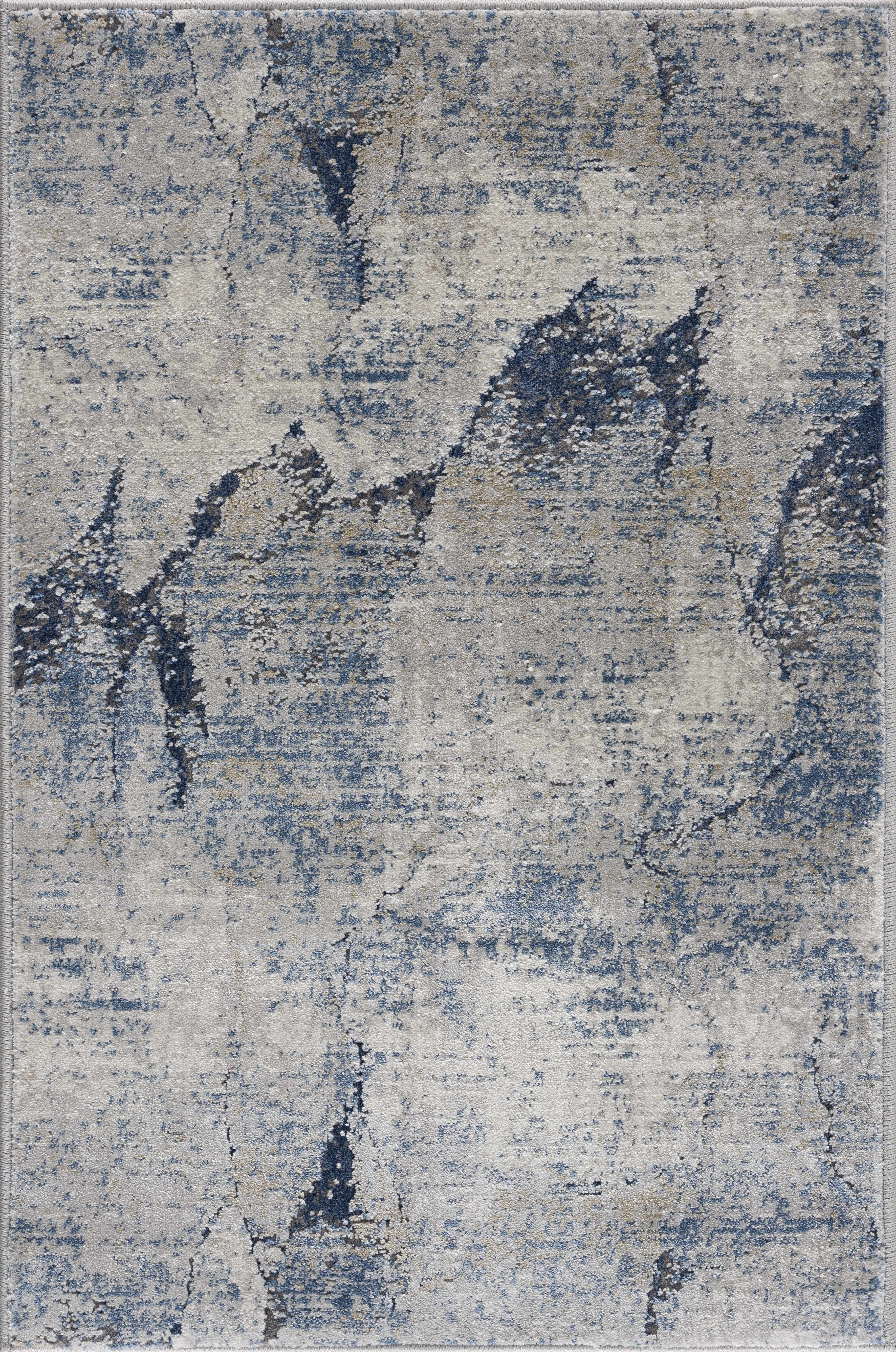 Creighton Blue Marble Textured Luxe Rug