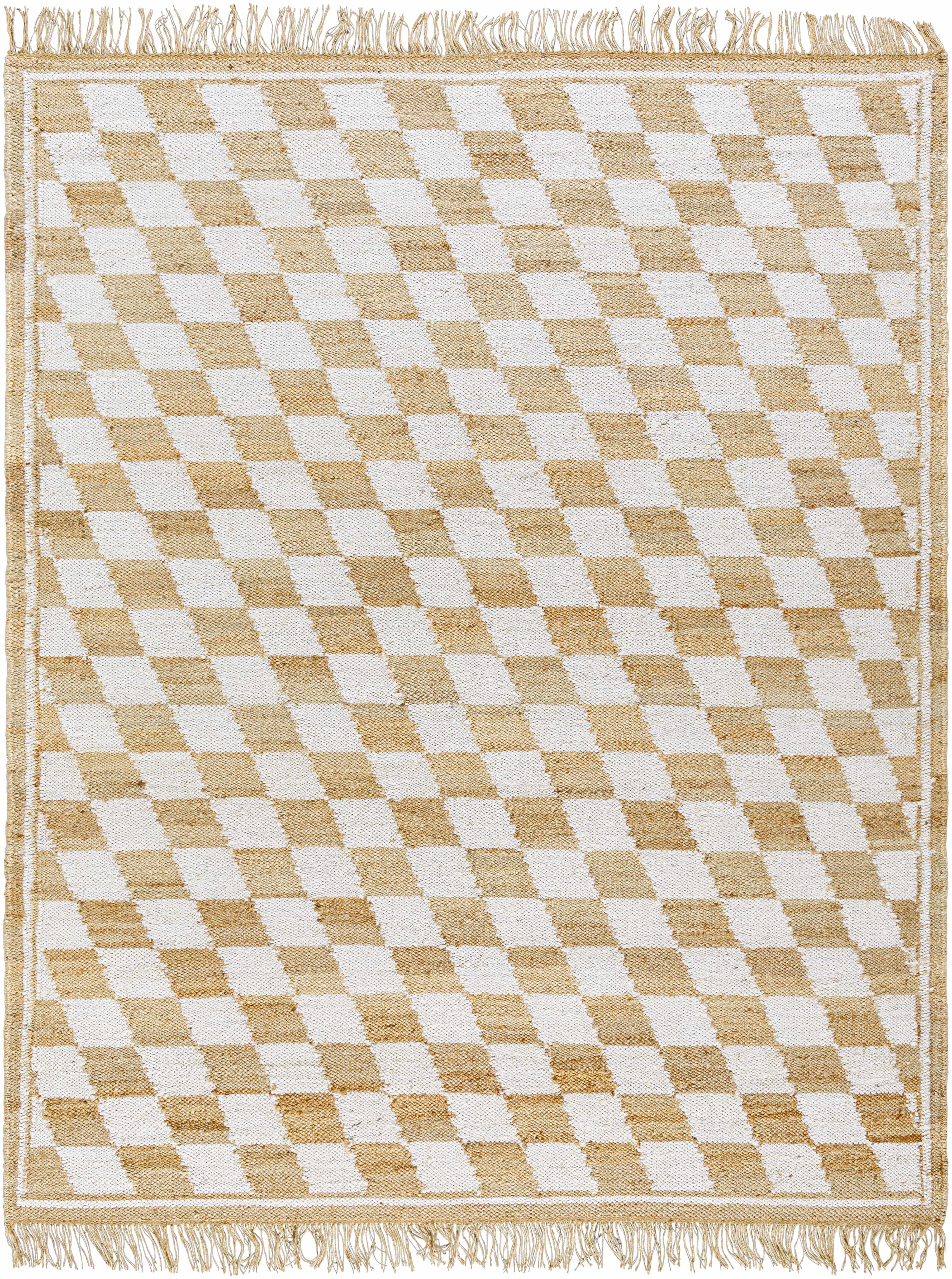 Tiria Diamond Checkered Jute Tasseled Rug