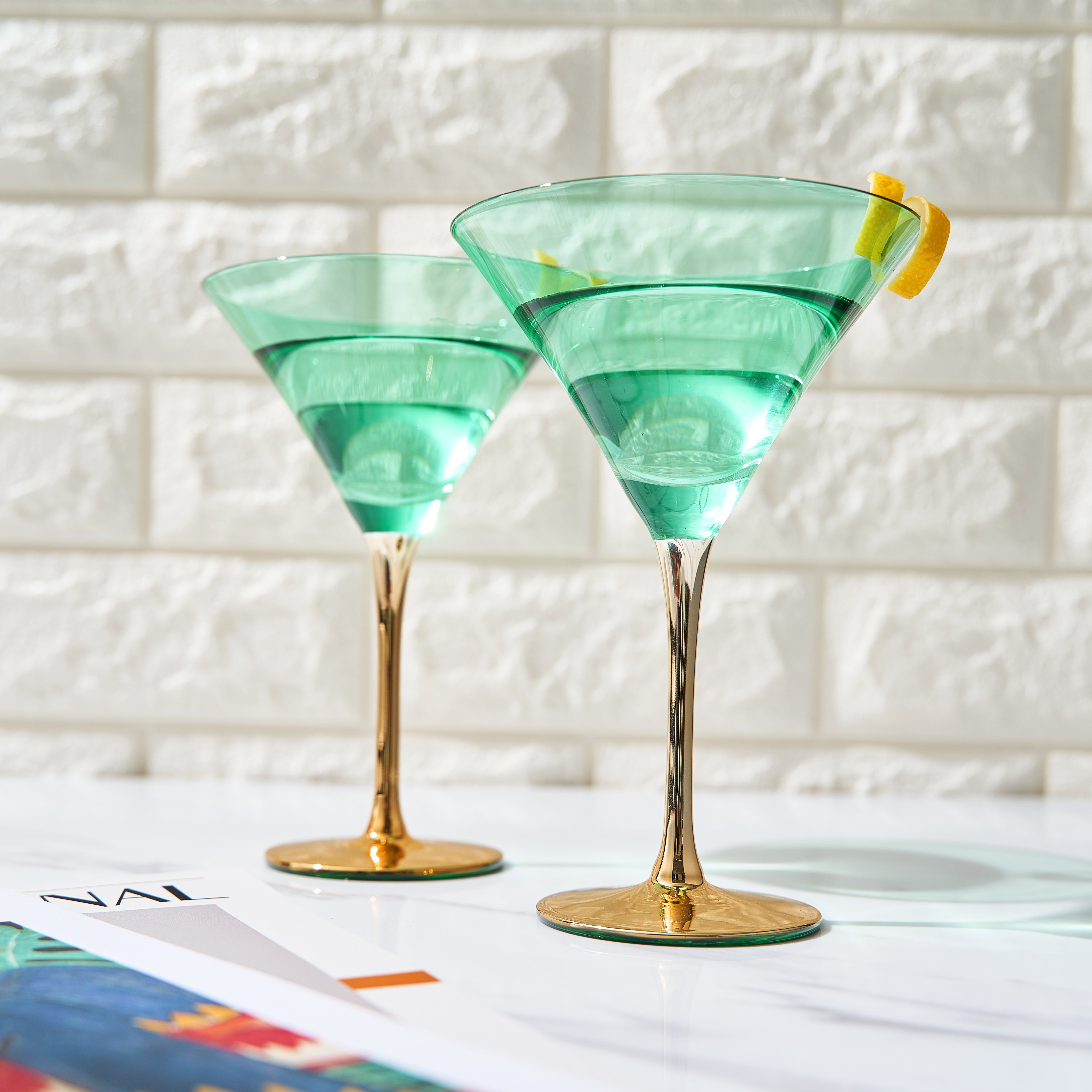Deco Martini Cocktail Glassware, Set of 4