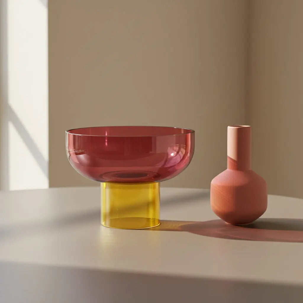 Tip Top Small Pink & Yellow Glass Bowl