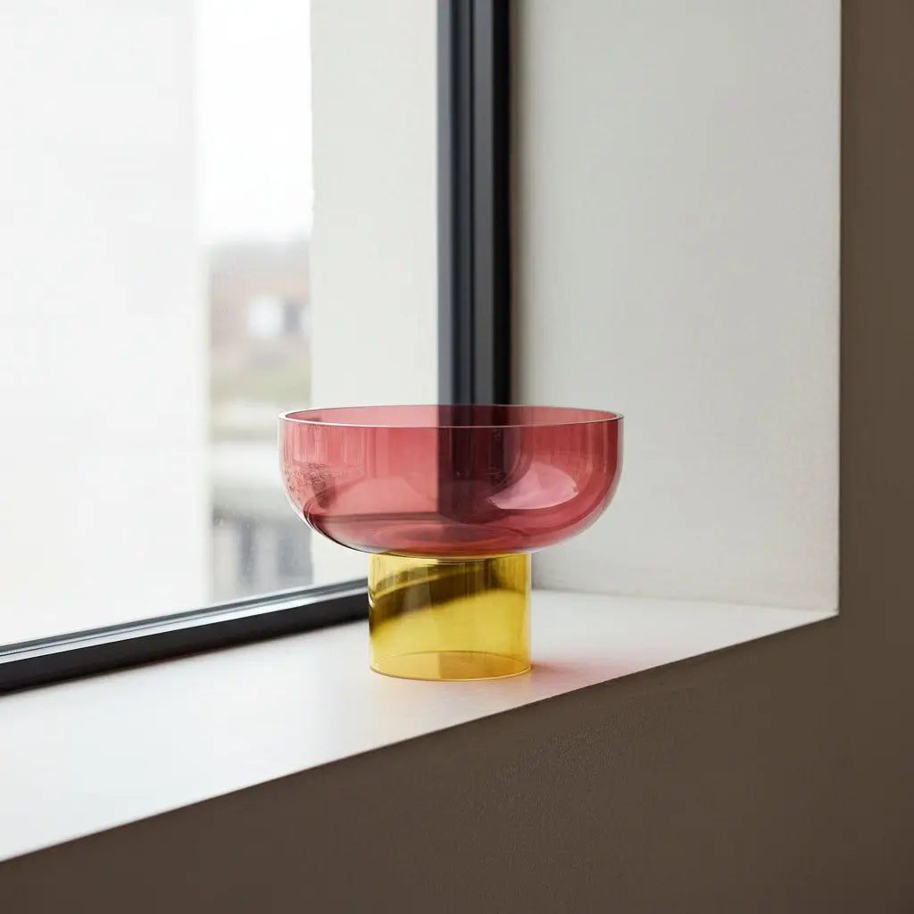 Tip Top Small Pink & Yellow Glass Bowl
