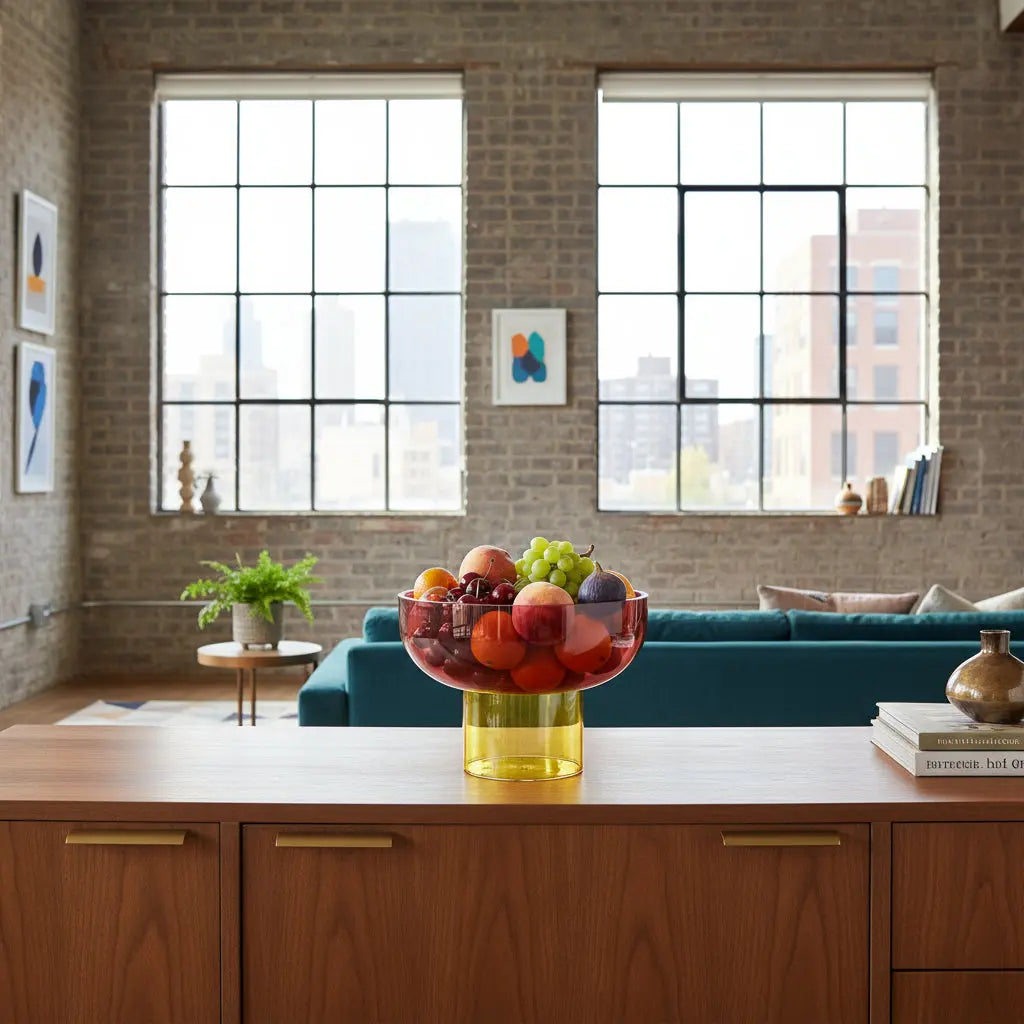Tip Top Small Pink & Yellow Glass Bowl