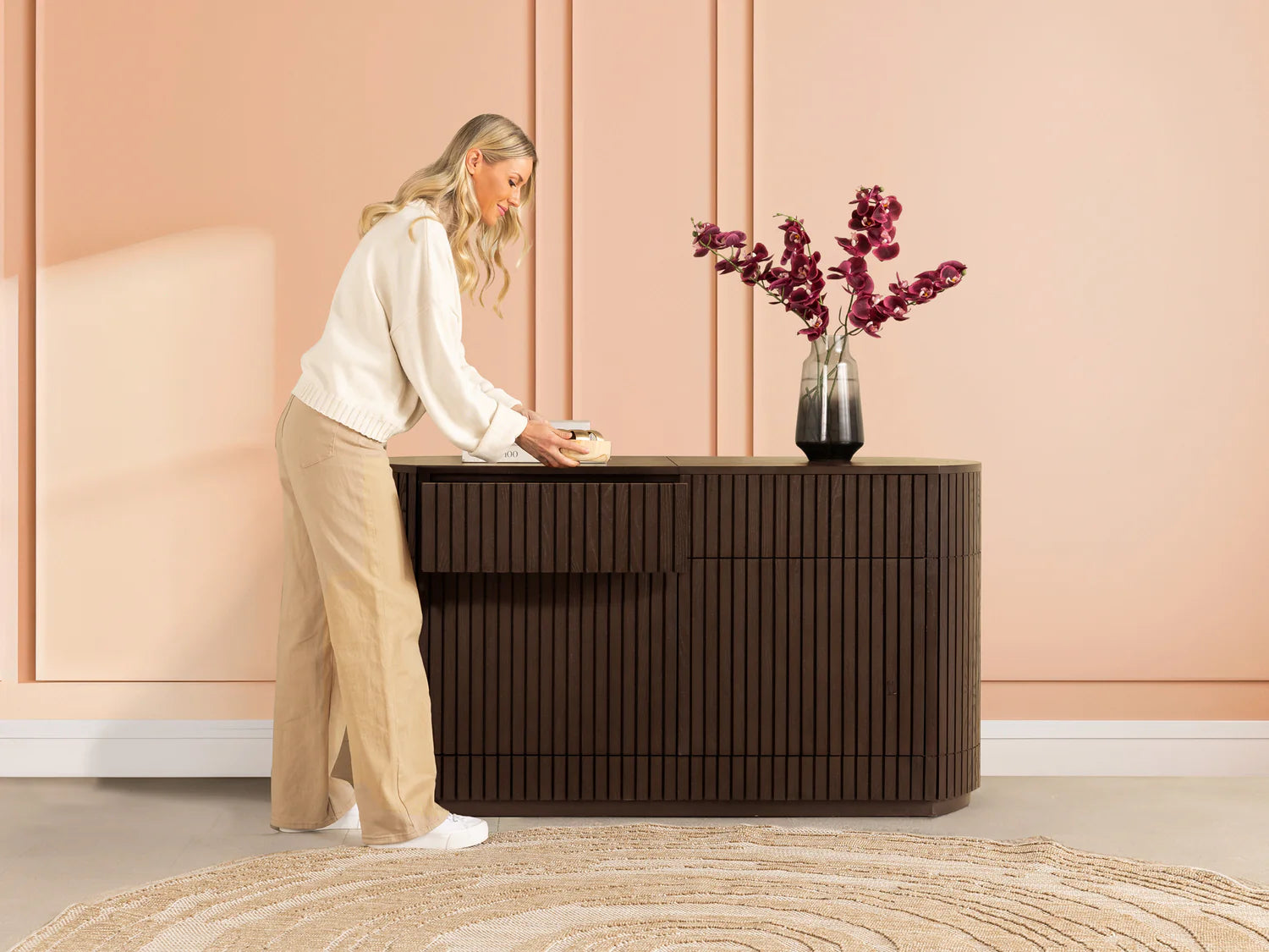 Transformer Round Sideboard - Panel Storage