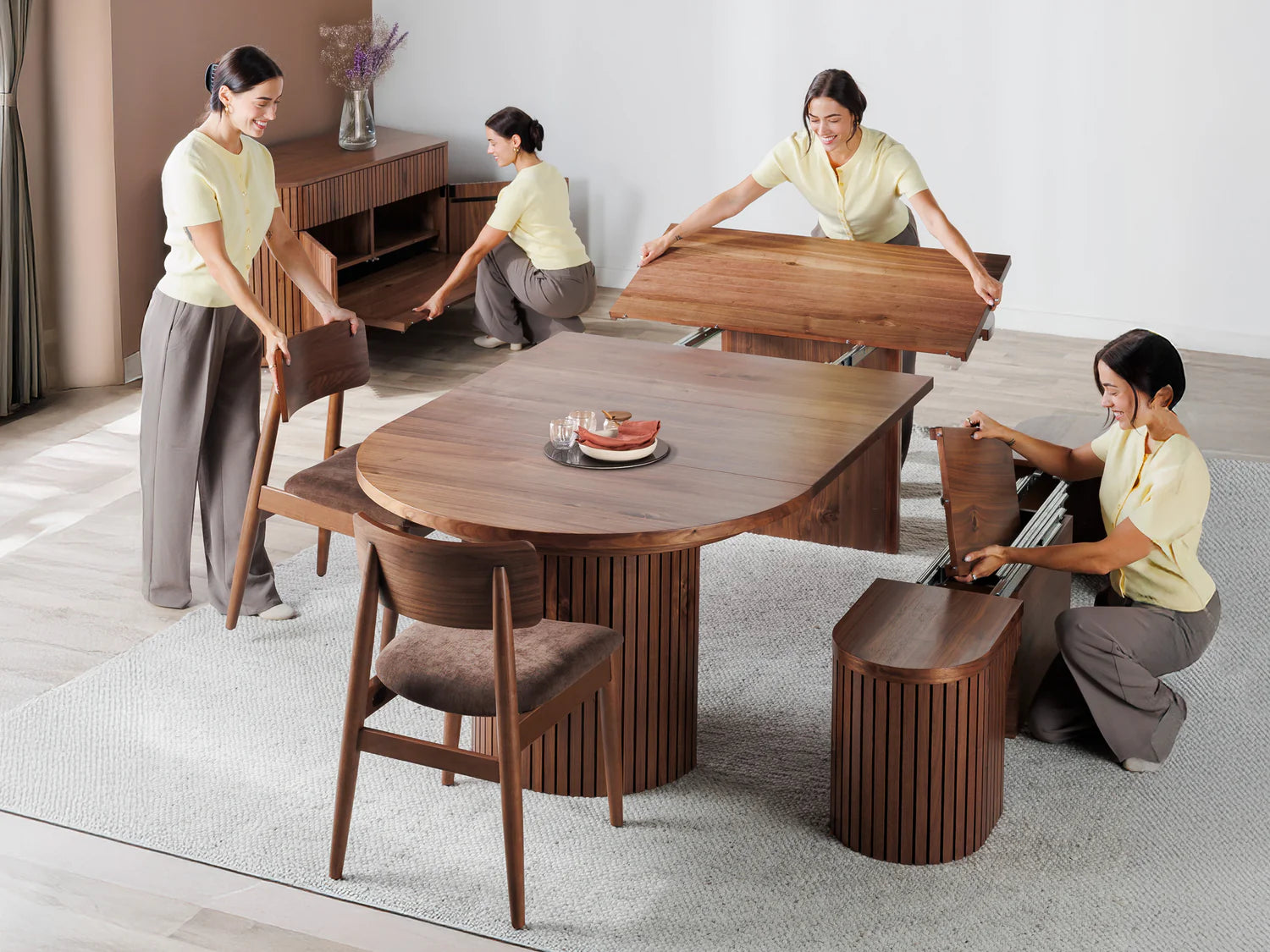 Transformer Round Extendable Dining Table